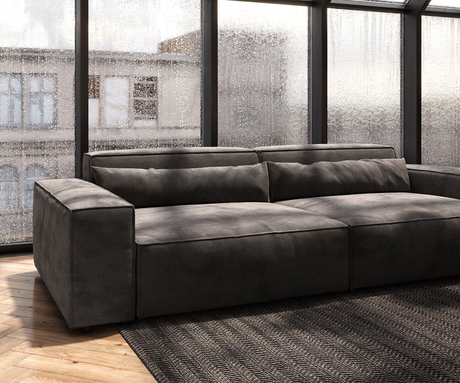 Голям диван XL 270x130 cm Микрофибър КакиКафяв Sirpio 5