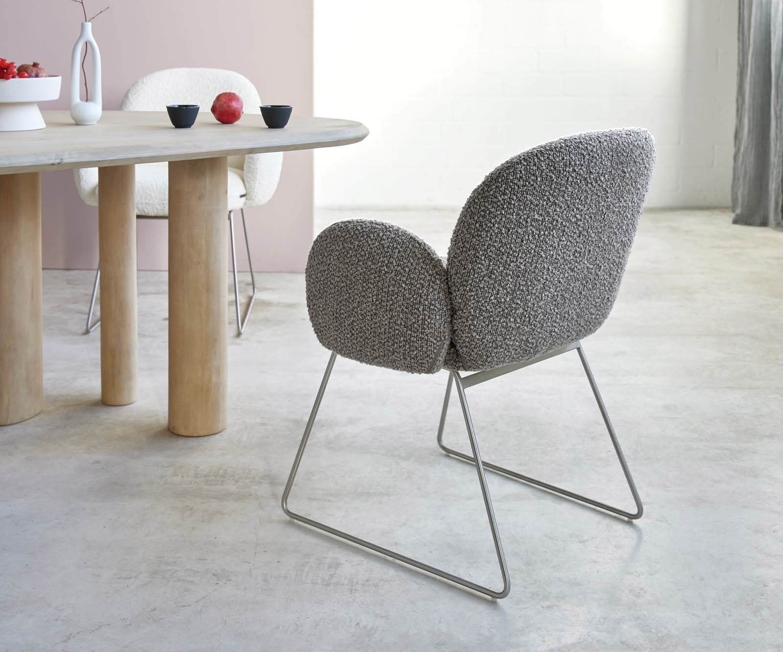 Стол Букле Сребристосив Извити крака Неръждаема стомана Покет пружина Nube-Flex 4