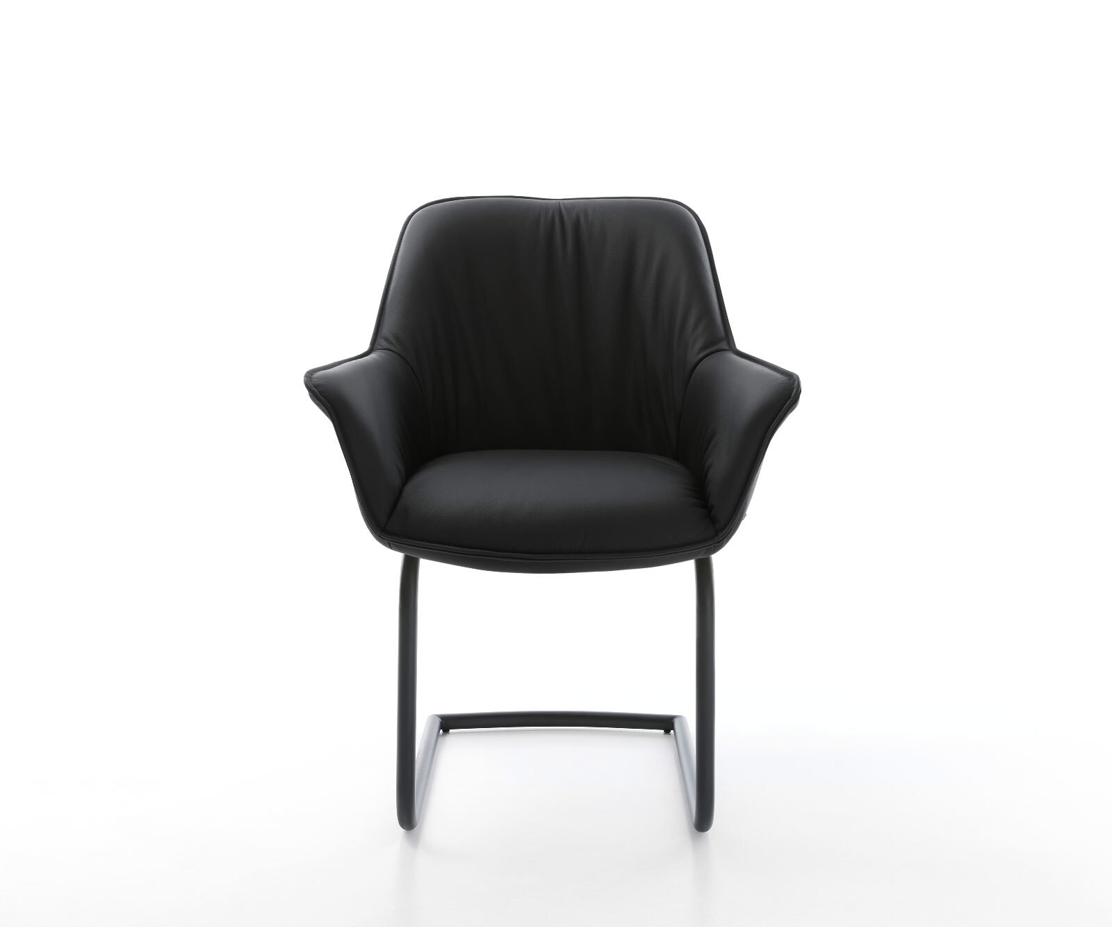 Люлеещ стол с подлакътници Естествена кожа Черен Конзолен крак кръгъл Черен Keila-Flex 2