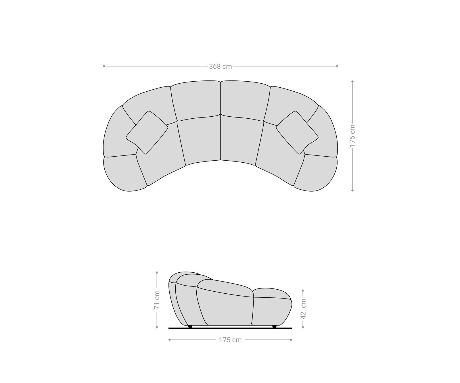 Голям диван Lunna 360x175 cm fine bouclé taupe 2 възглавници 9