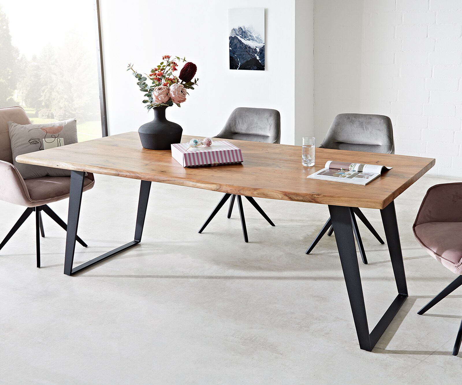 Маса 200x100 Акация Натурал Метал под ъгъл Edge Маса 200x100 Акация Натурал Метал под ъгъл Edge