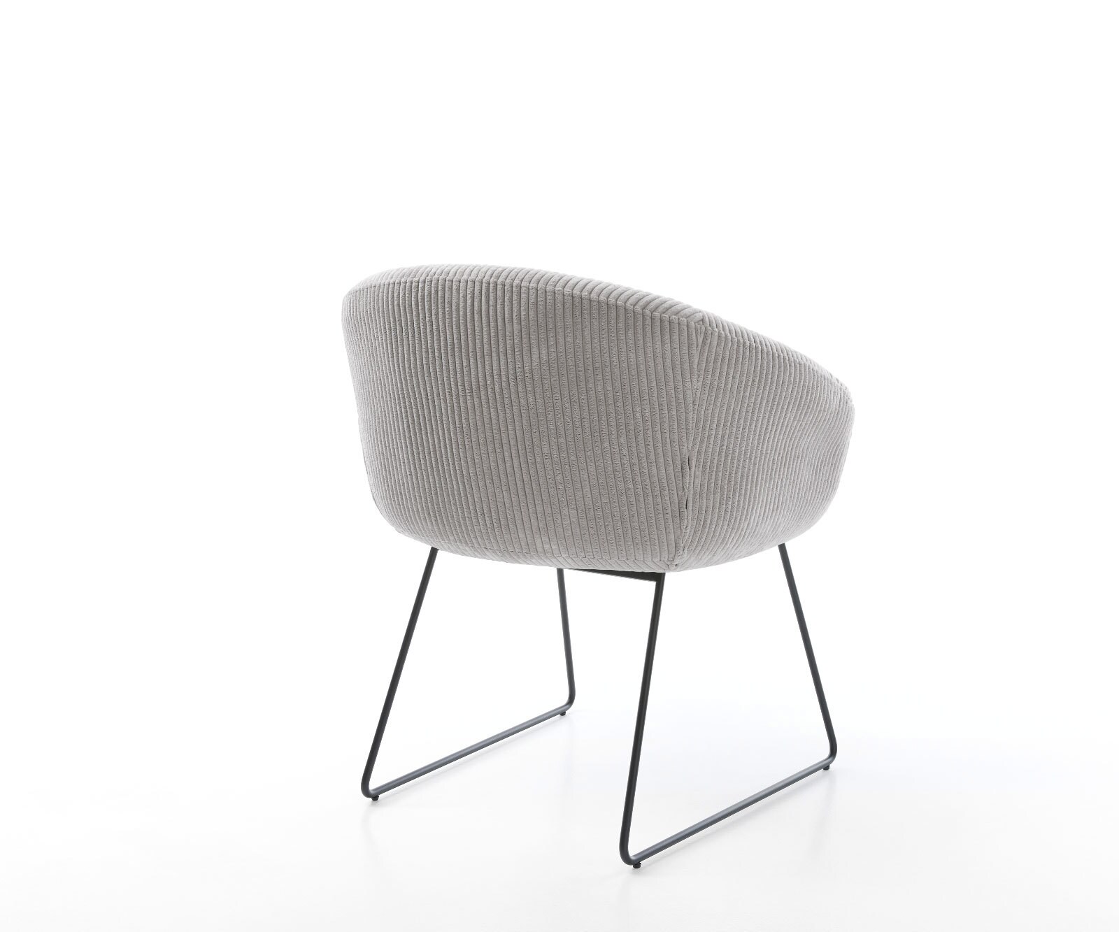 Трапезен стол с подлакътници Корд СребристСив Извити крака Черен Покет пружина Vinka-Flex 5