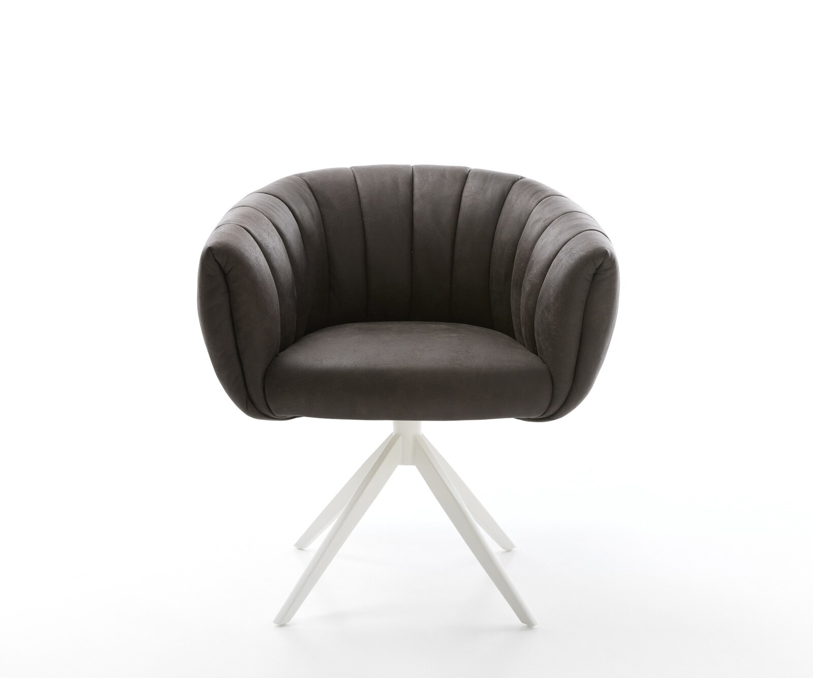 Въртящ се стол Jada-Flex микрофибър антрацит винтидж Кръстосана рамка широка бяла 360° въртене Функция люлеене Ядро от джобни пружини 1