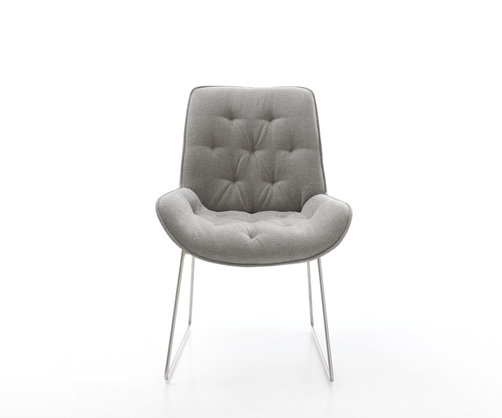 Трапезен стол Taimi-Flex текстурирана тъкан меко сиво основа от неръждаема стомана 1