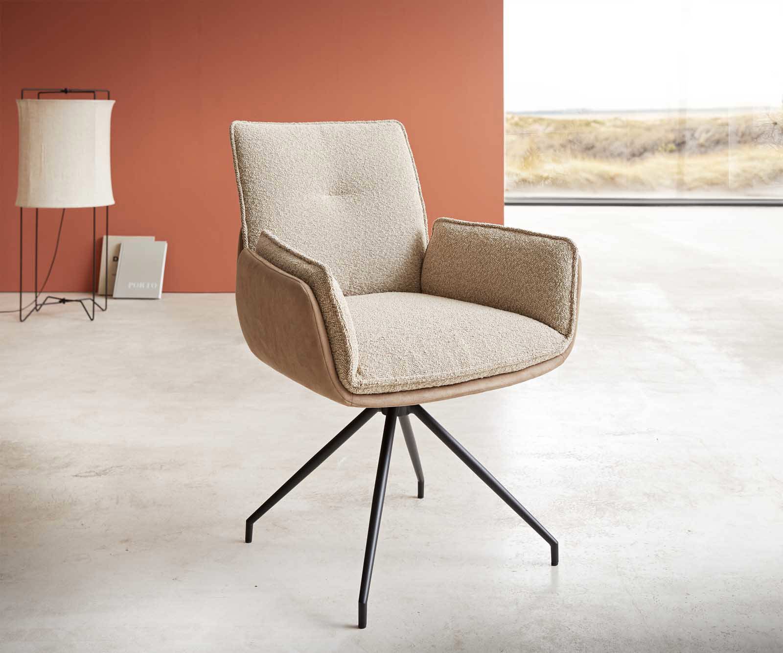 Въртящ се стол Nela-Flex материал микс кръстосана рамка черна 180° въртящ се Въртящ се стол Nela-Flex материал микс кръстосана рамка черна 180° въртящ се