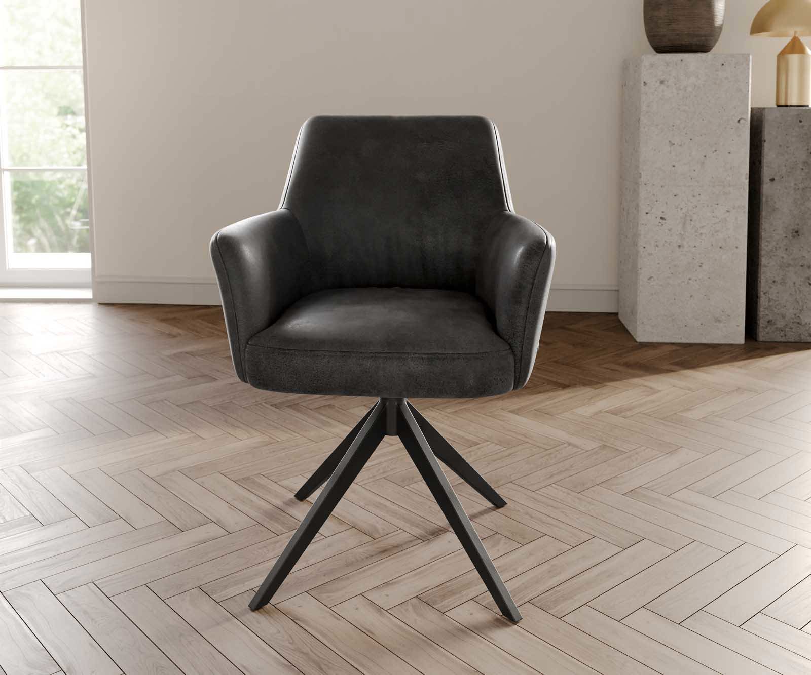 Врътящ се стол с подлакътници Антрацит Винтидж Конус крак плосък Черен 360° въртящ се Покет пружина Xana-Flex 1 Врътящ се стол с подлакътници Антрацит Винтидж Конус крак плосък Черен 360° въртящ се Покет пружина Xana-Flex 1