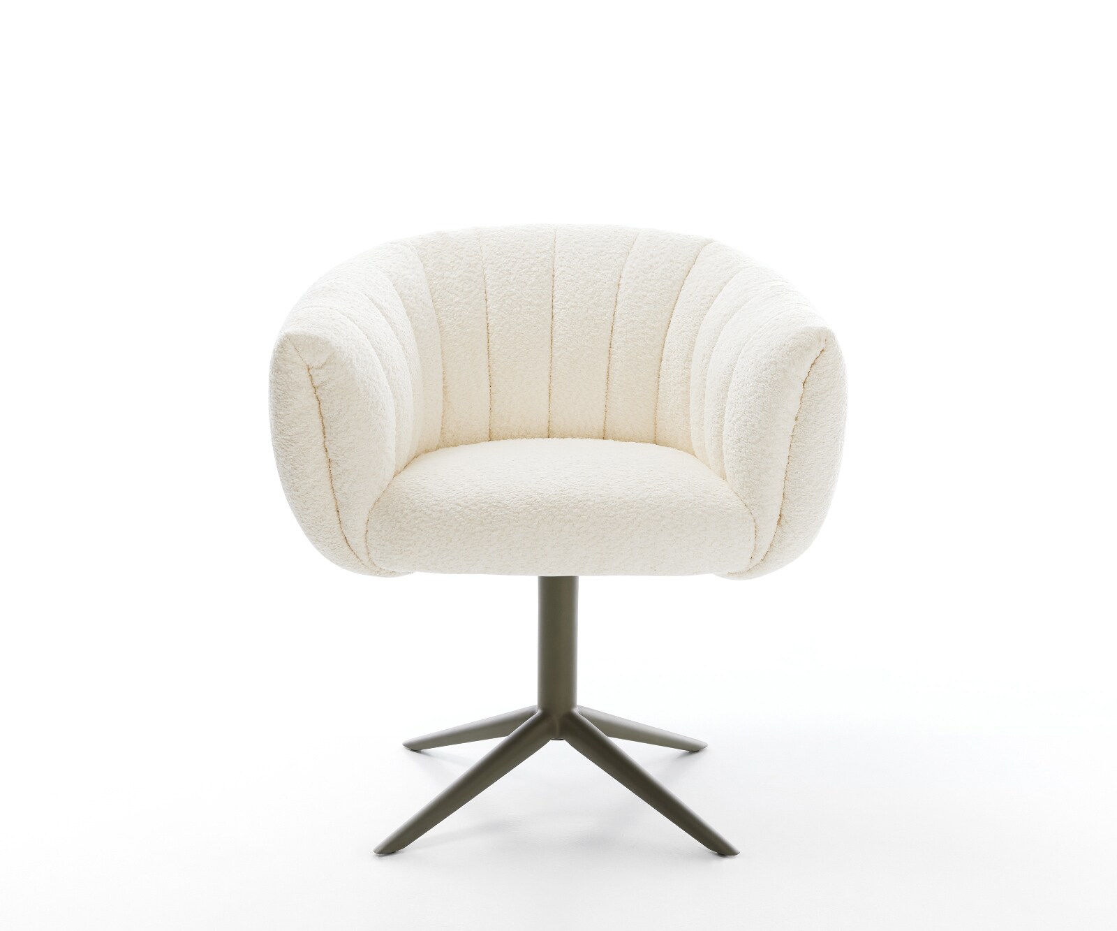 Въртящ се стол Jada-Flex Bouclé Бяло покритие с ефект на основата Титан 360° завъртане Люлееща се функция Ядро от джобни пружини 1