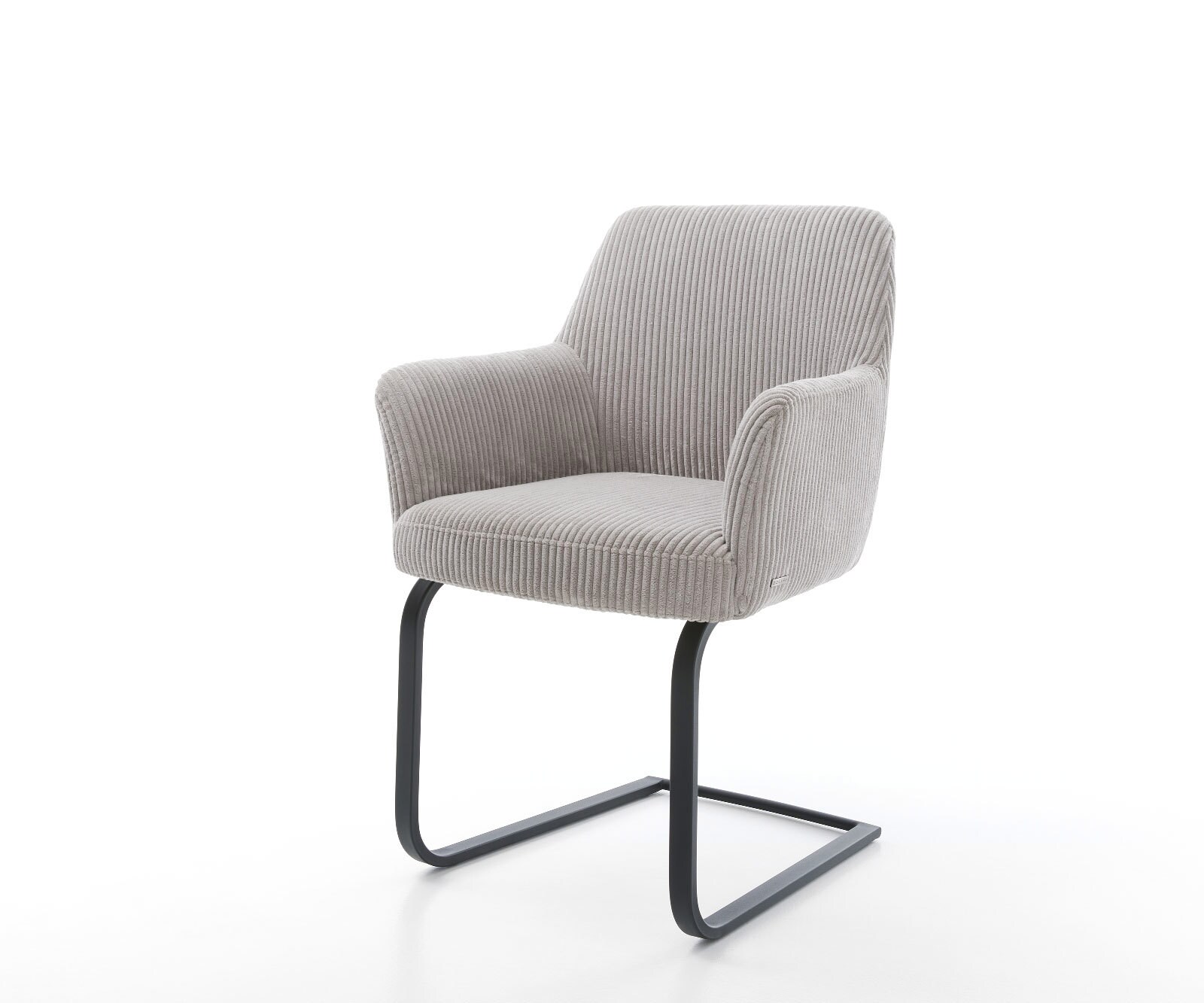 Люлеещ стол с подлакътници Корд Сребристо сив Конзолен крак плосък Черен Покет пружина Xana-Flex 1