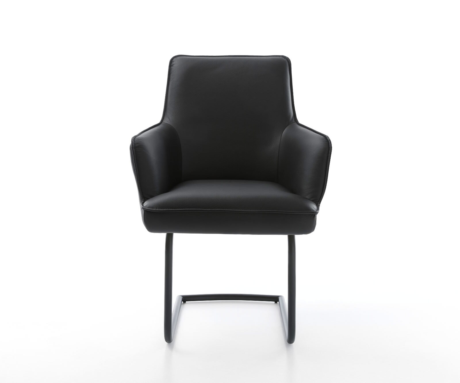 Люлеещ стол с подлакътници Естествена кожа Черен Конзолен крак кръгъл Черен Покет пружина Heira-Flex 2