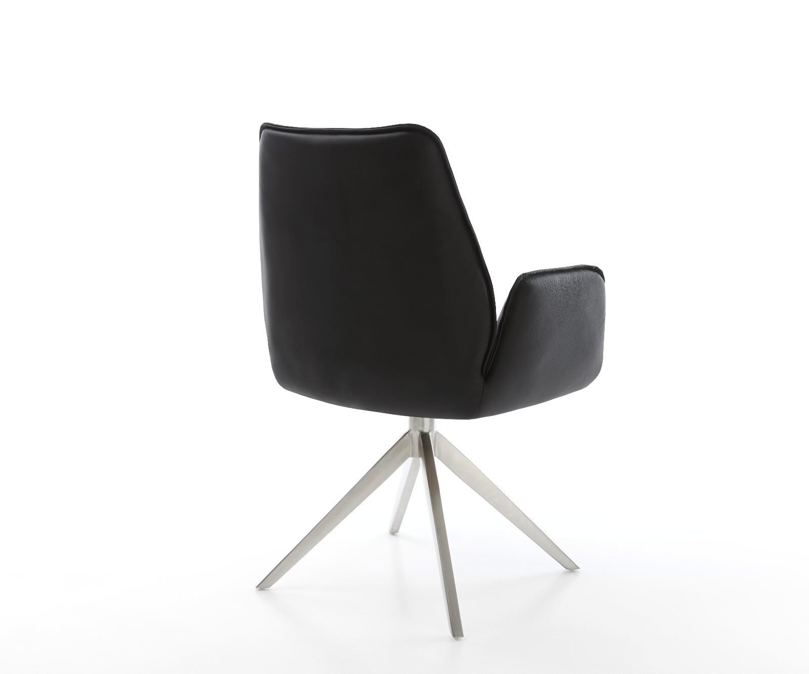 Врътящ се стол Естествена кожа Черен Конус крак плосък Неръждаема стомана 360° въртящ се Zoa-Flex 5