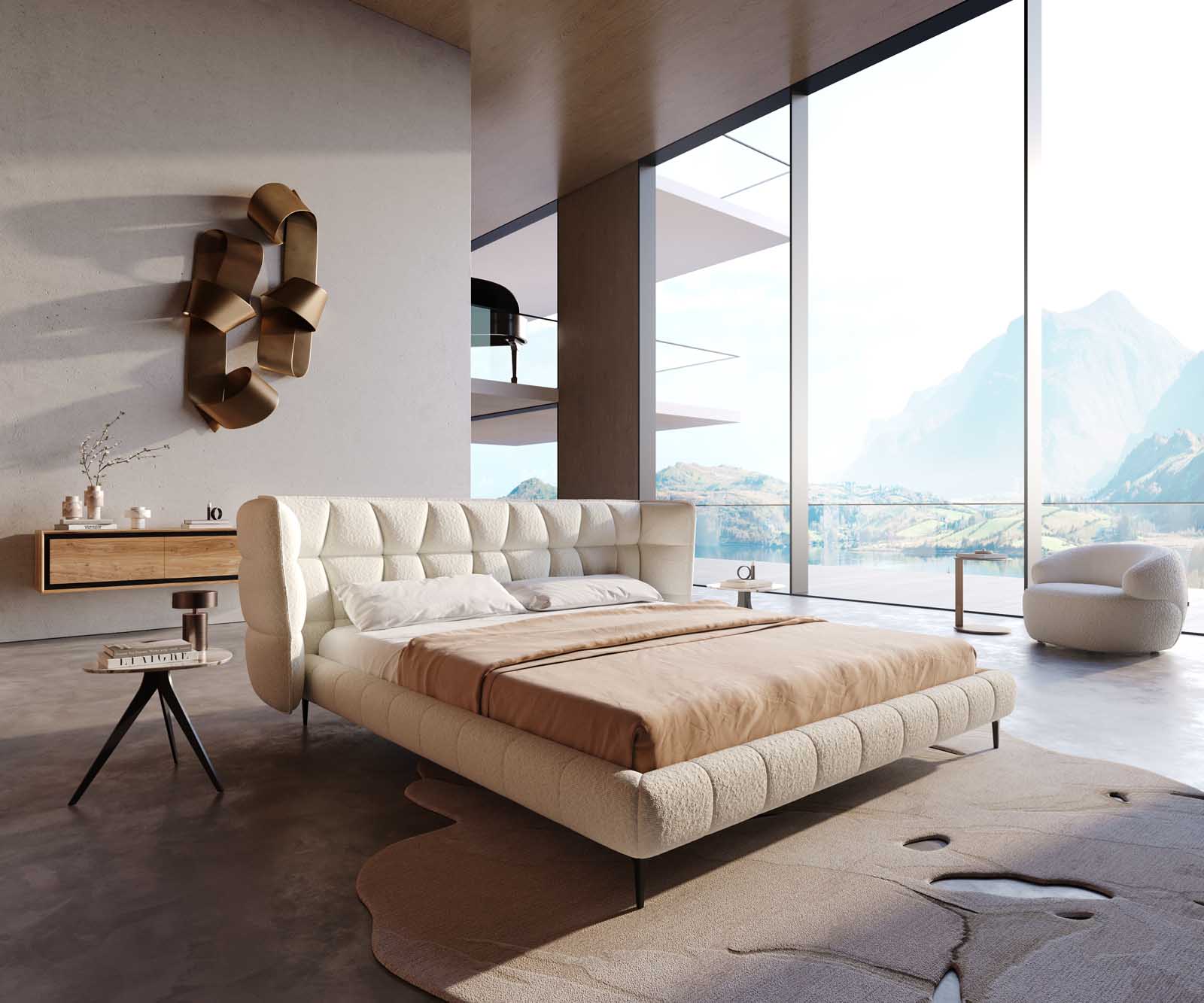 Тапицирана основа за легло Capujo 180x200 cm, крем-бяло Тапицирана основа за легло Capujo 180x200 cm, крем-бяло