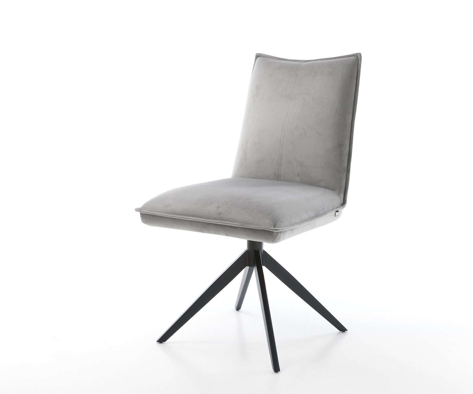 Въртящ се стол Lelio-Flex кадифено сив Кръстосана рамка широка черна Въртене на 360° Люлееща се функция Ядро от джобни пружини