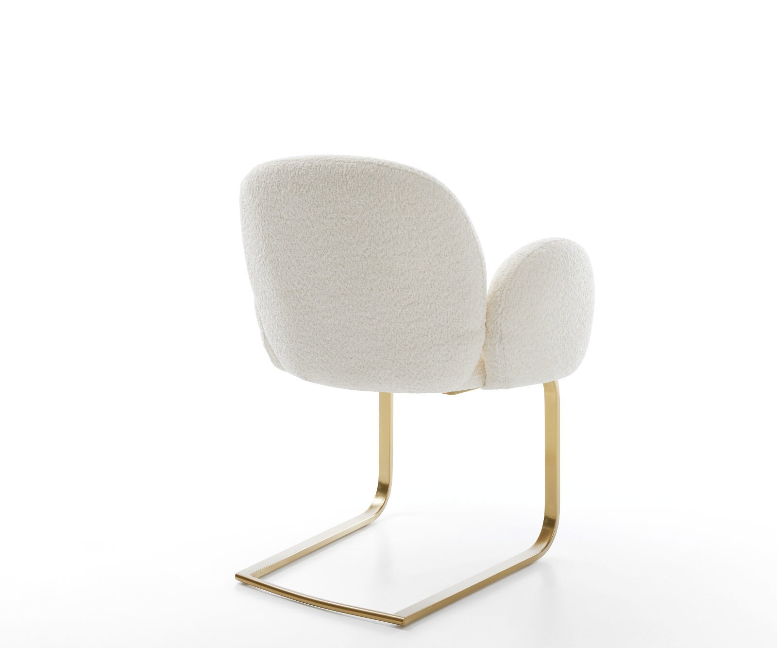 Люлеещ стол с подлакътници Букле Бял Конзолен крак плосък Злато Покет пружина Nube-Flex 5