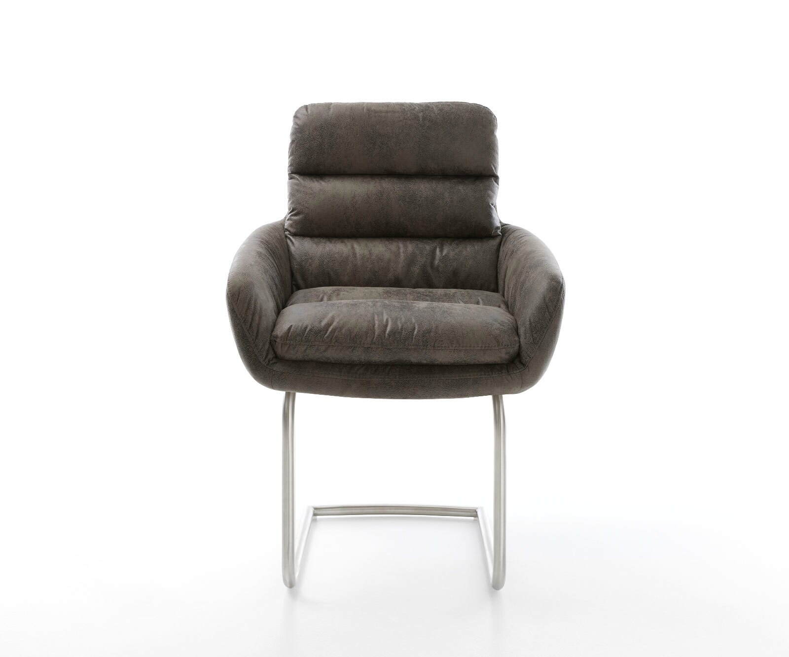 Люлеещ стол с подлакътници Сив Антик Конзолен крак кръгъл Неръждаема стомана Abelia-Flex 2