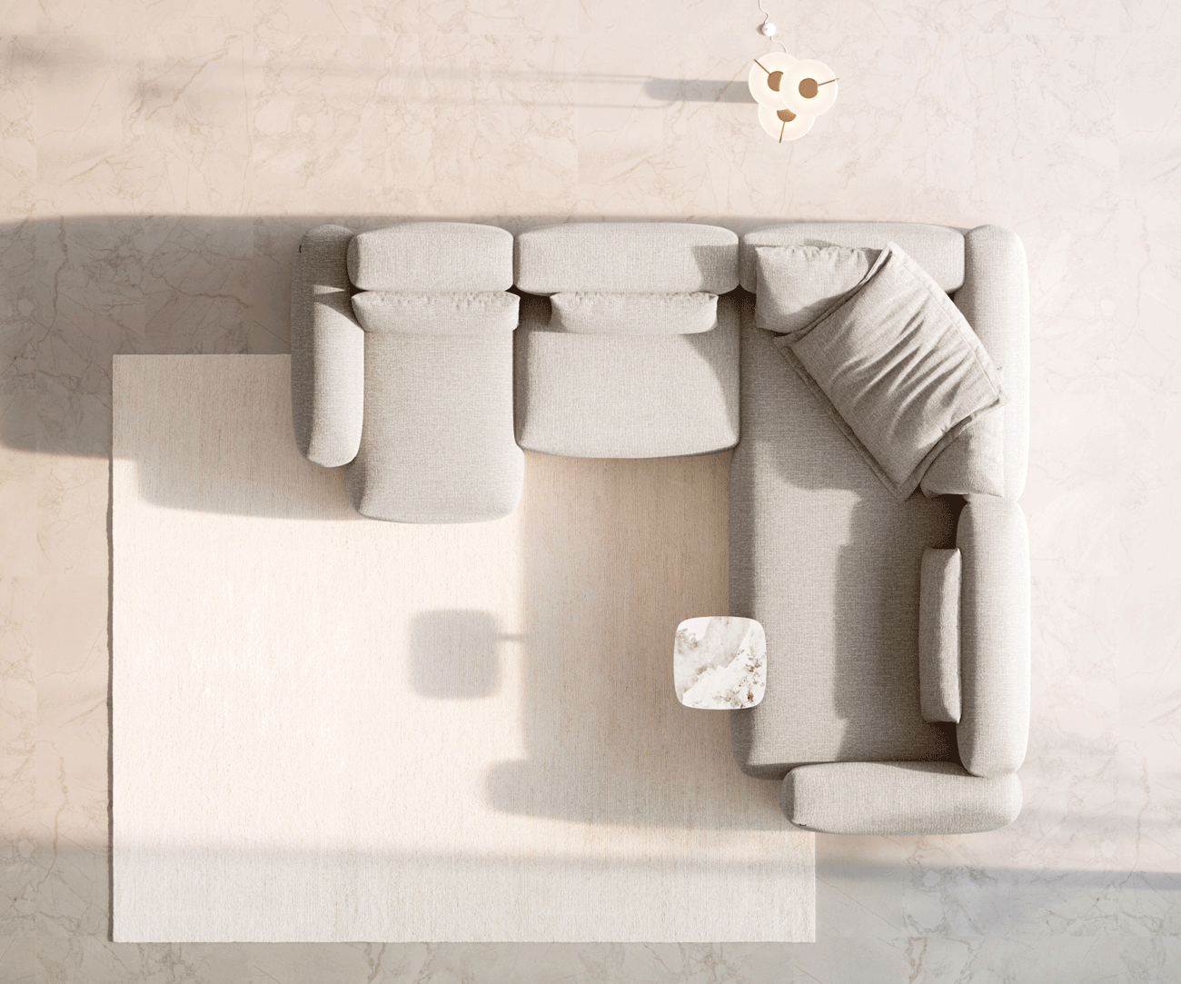 Дневен кът Freestyle 360x290 cm тъкан мека бежова прошивка 5