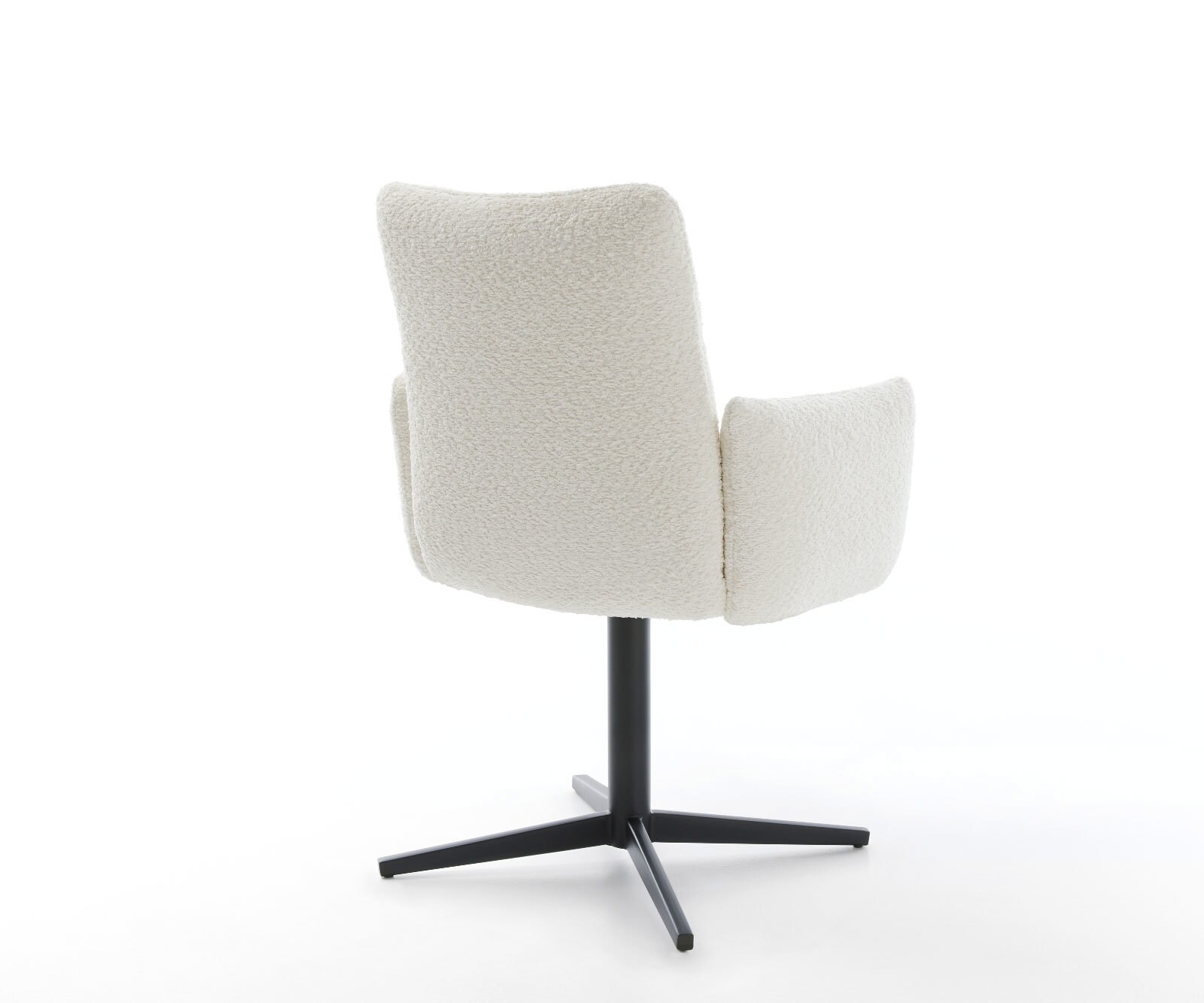 Врътящ се стол с подлакътници Букле Бял Офис основа Черен 360° въртящ се Покет пружина Jova-Flex 5