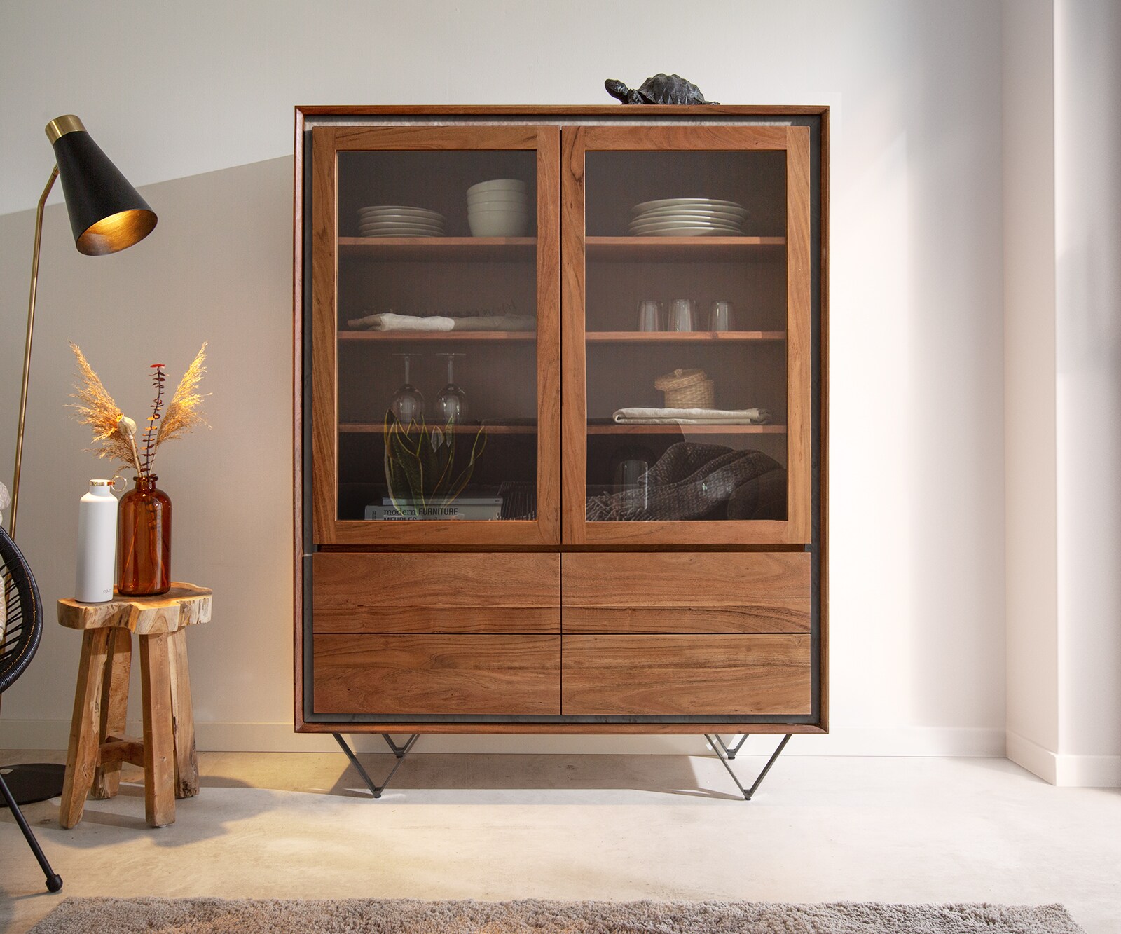 120x150 cm Акация Кафяв каменен фурнир 2 Врати 4 Чекмеджета V-Крак Черен Stonegrace 1  120x150 cm Акация Кафяв каменен фурнир 2 Врати 4 Чекмеджета V-Крак Черен Stonegrace 1