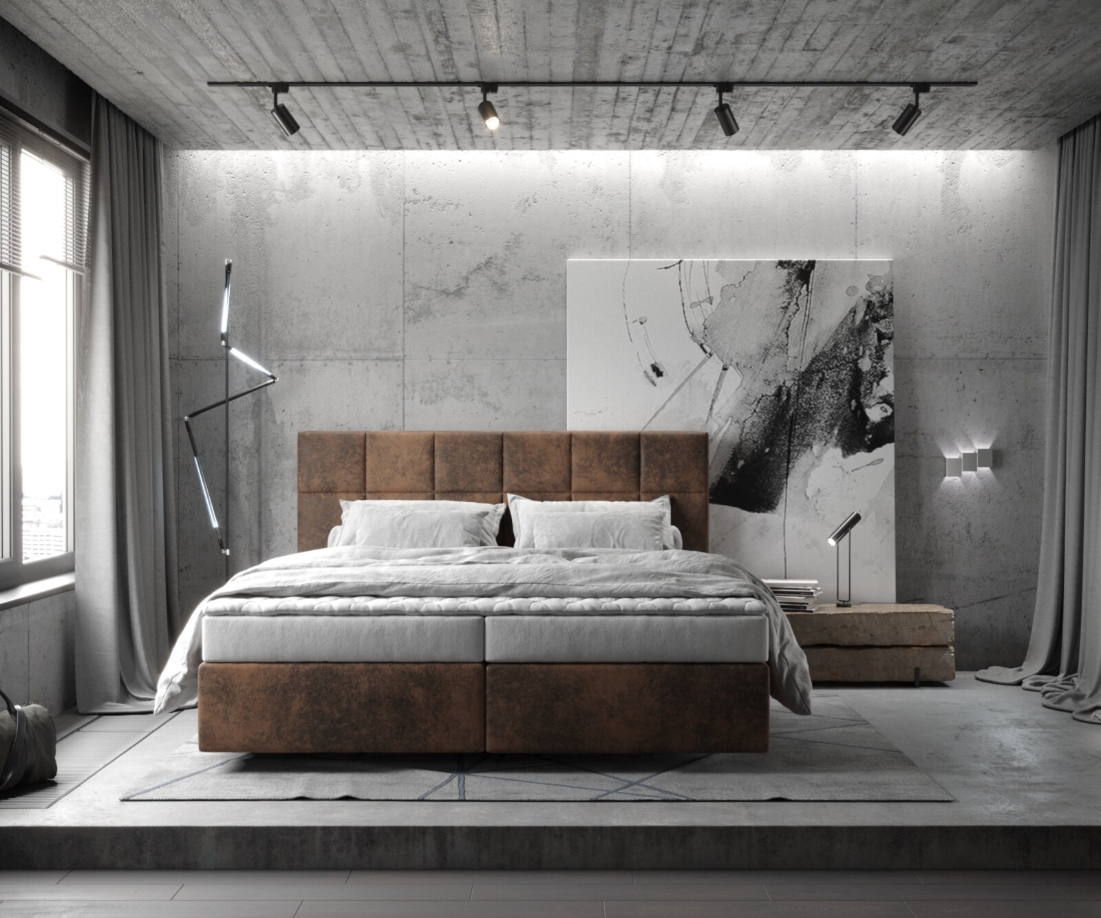 Легло Боксспринг 180x200 cm Микрофибър Кафяв с Матрак и Топер Dream-Fine 1
