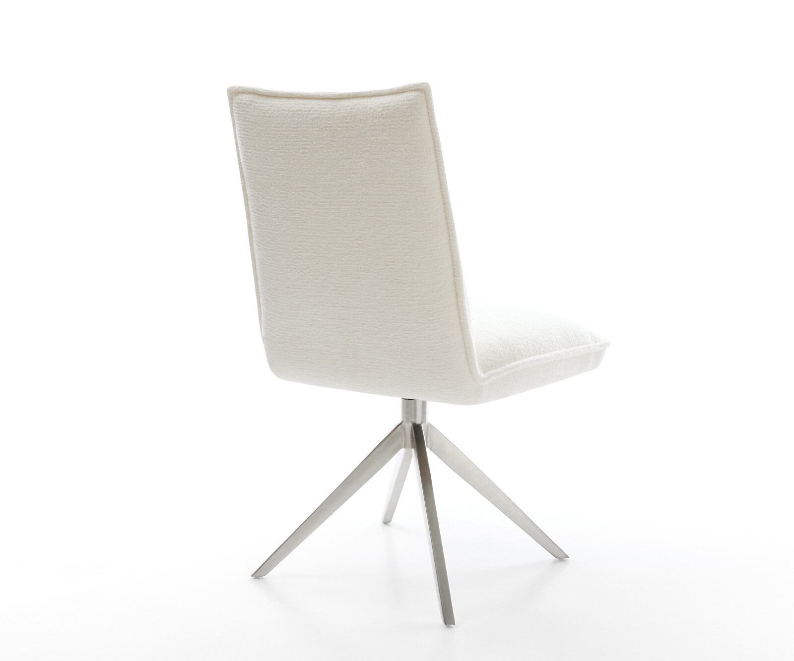 Въртящ се стол Lelio-Flex Bouclé Soft Beige Широка кръстосана рамка Неръждаема стомана Въртене на 360° Люлееща се функция Ядро от джобни пружини 5