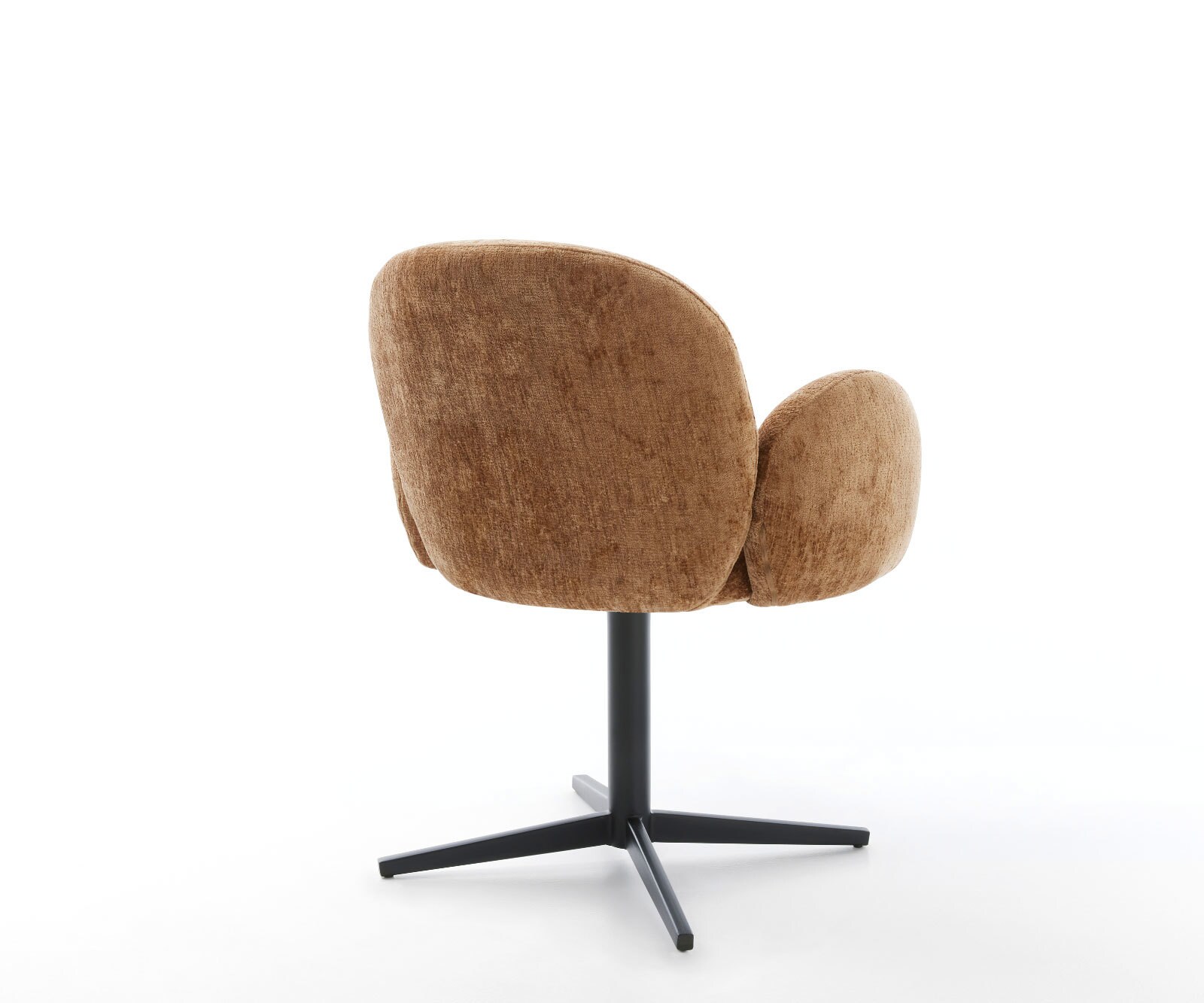 Врътящ се стол с подлакътници Шенил Ръжда Офис основа Черен 360° въртящ се Покет пружина Nube-Flex 5