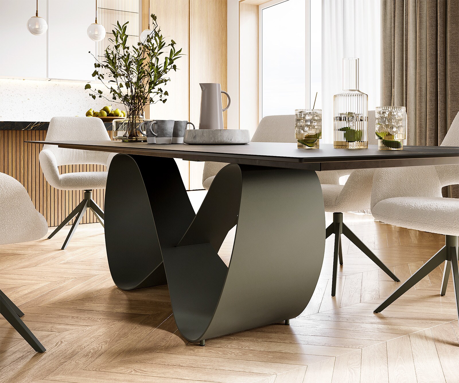 Маса 300x100 Keramik Laminam® Noir Desir Кафяв Infinity Метал Ефектенфиниш Titan Edge 4