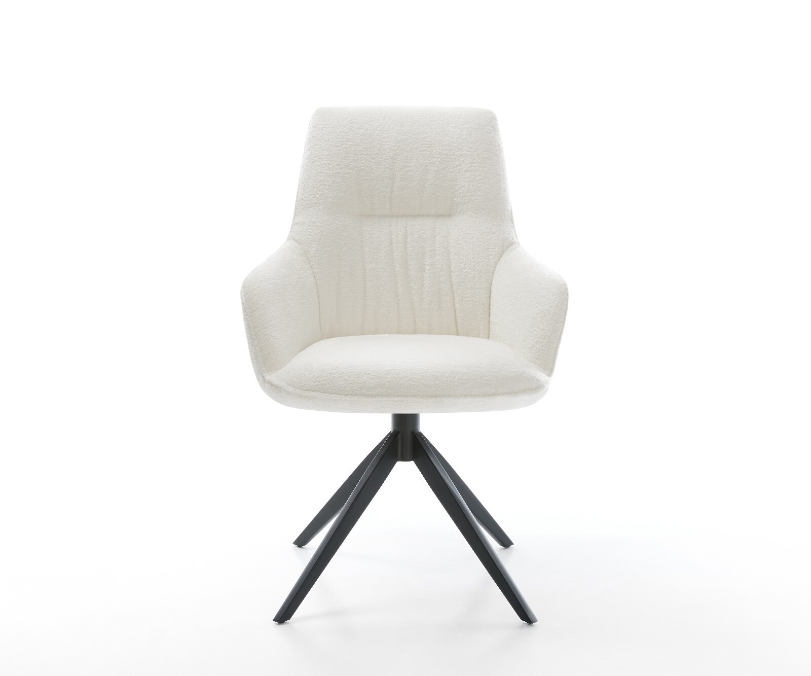Въртящ се стол Zelia-Flex с подлакътници Bouclé Soft Beige Кръстосана основа широка Черно Въртене на 360° Люлееща се функция Ядро от джобни пружини 2