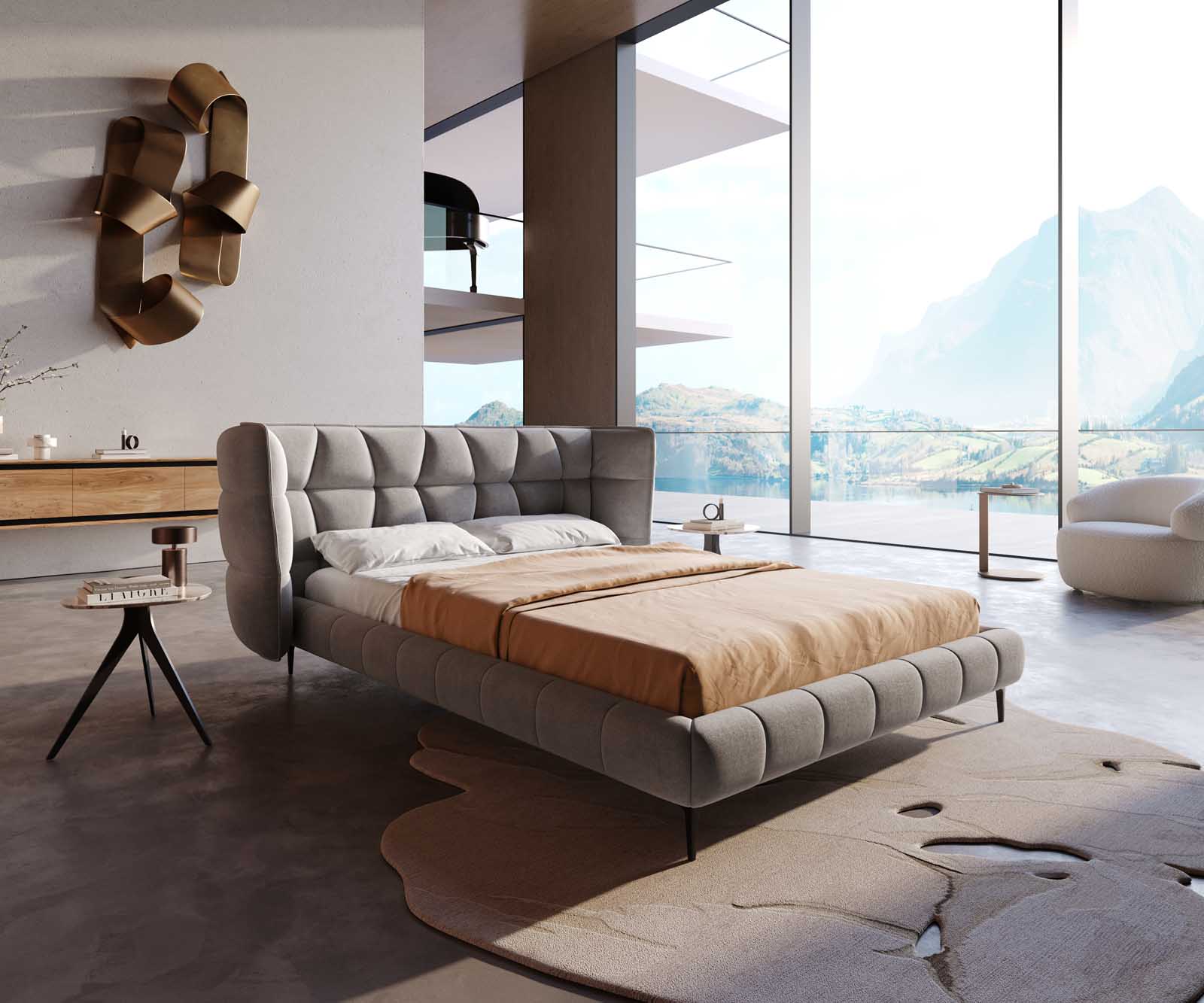 Тапицирана основа за легло Capujo 140x200 cm, микрофибър, сиво Тапицирана основа за легло Capujo 140x200 cm, микрофибър, сиво