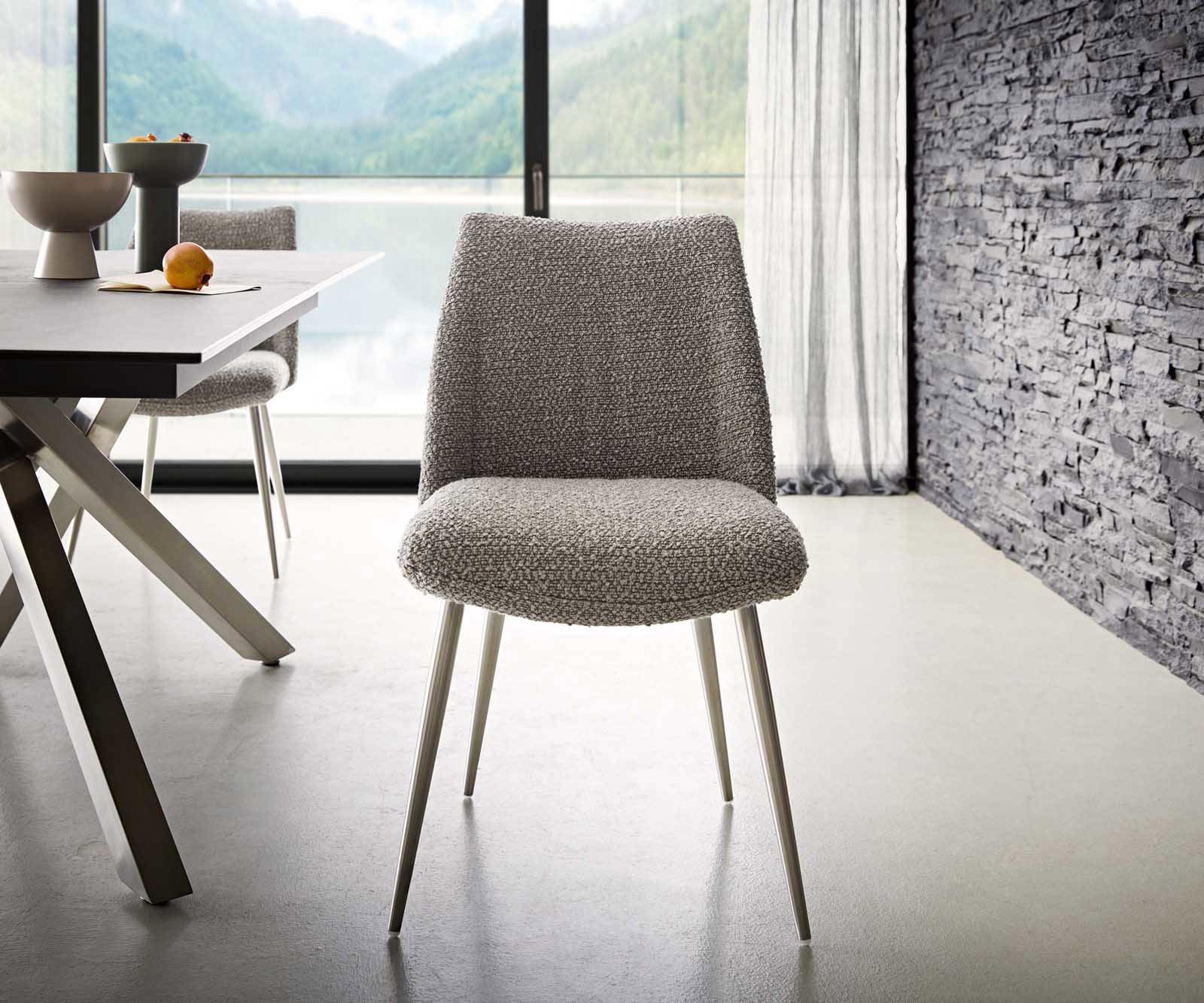 Трапезен стол Букле СребристСив 4 крака конични Неръждаема стомана Покет пружина Elso-Flex 1 Трапезен стол Букле СребристСив 4 крака конични Неръждаема стомана Покет пружина Elso-Flex 1