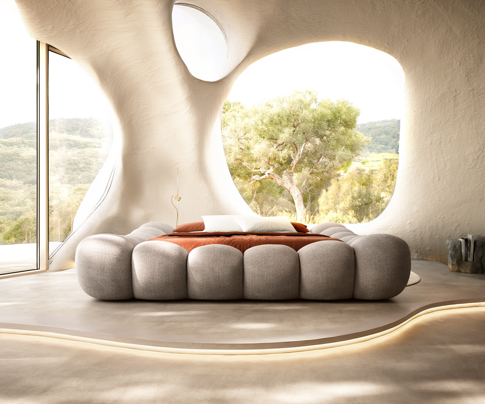 Тапицирана рамка за легло Perlla 180x200 cm текстурирана тъкан Soft Taupe 5