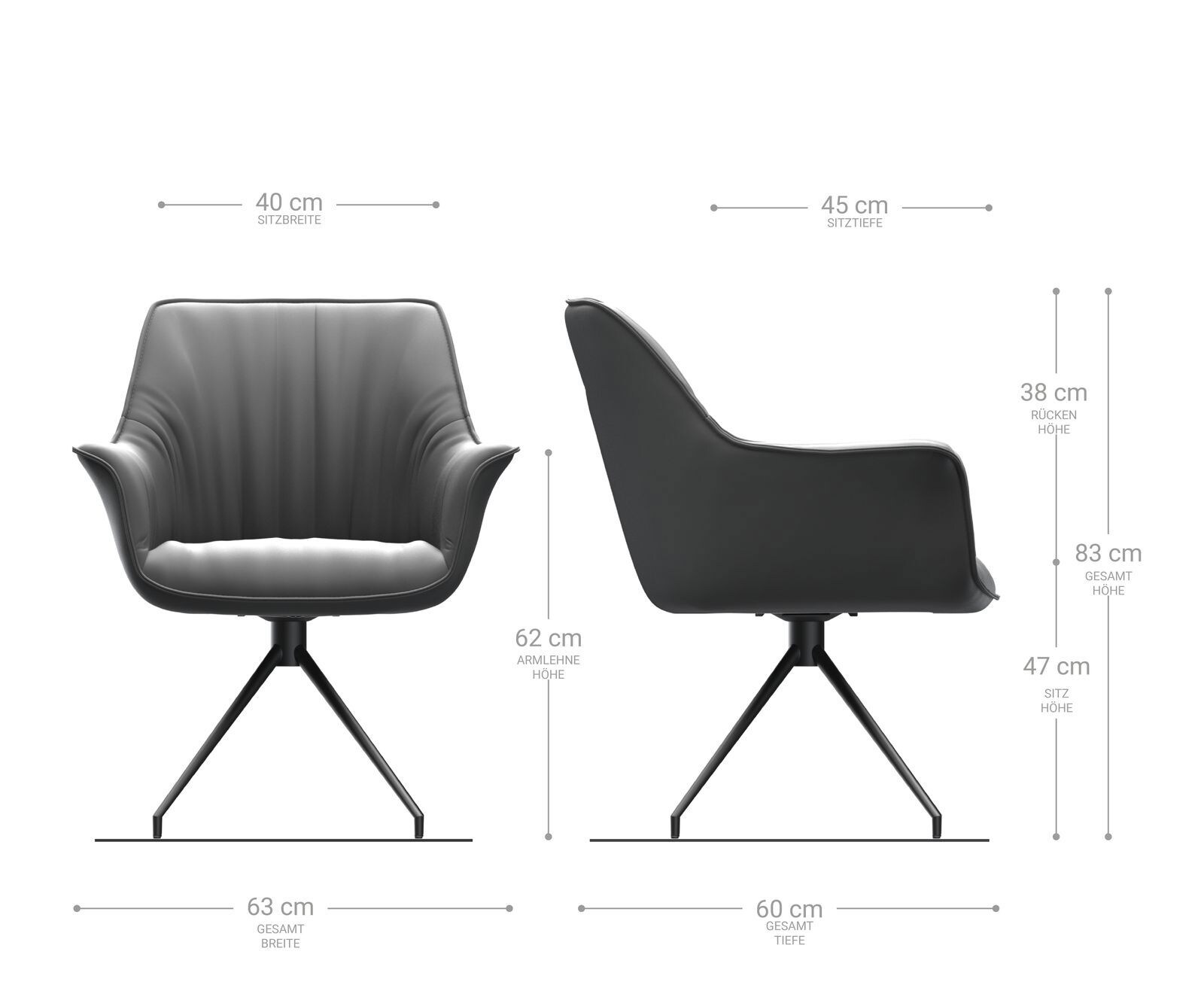Врътящ се стол с подлакътници Кадифе Сив Конус крак кръгъл Неръждаема стомана 180° въртящ се Keila-Flex 5