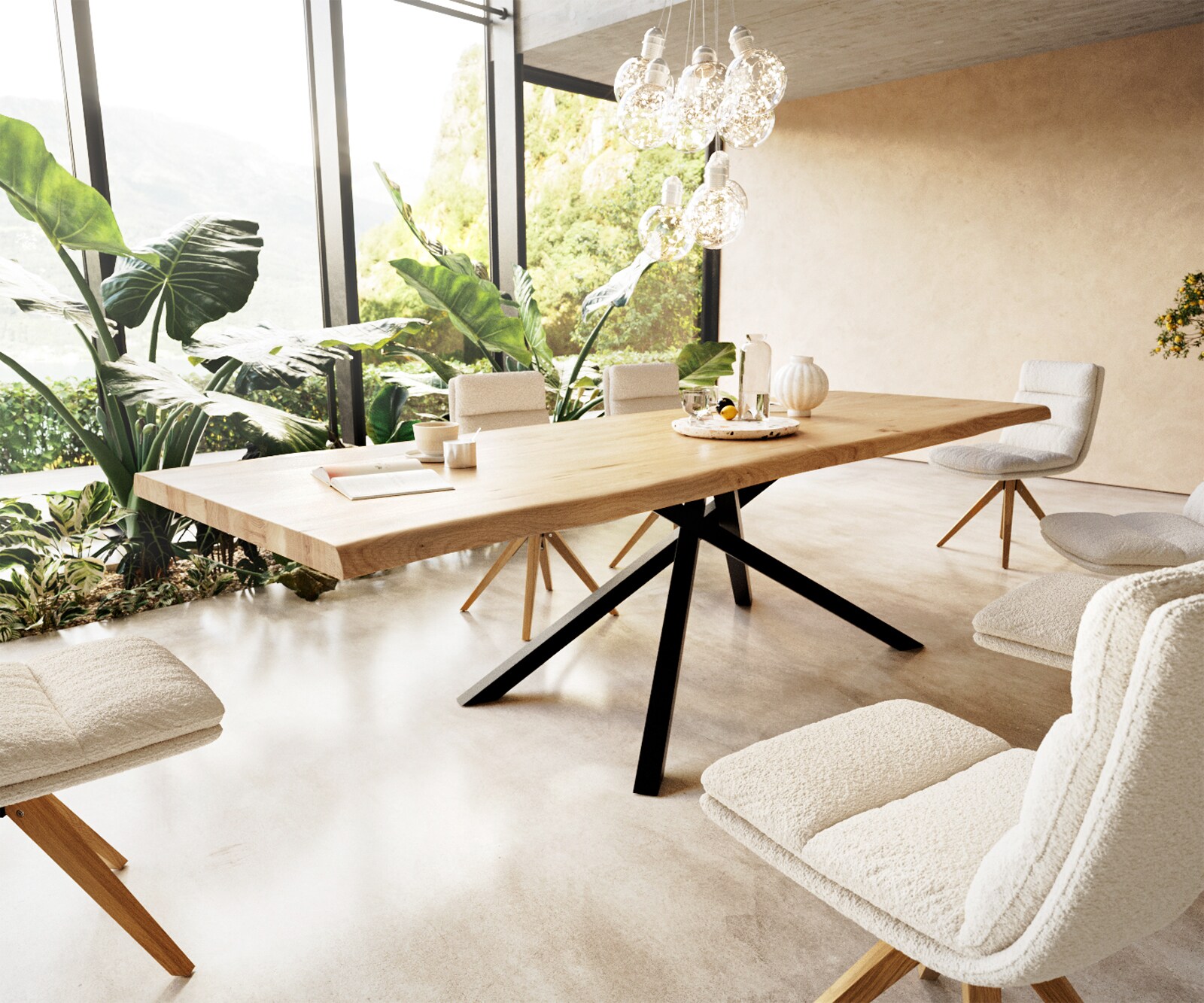 Маса 300x100 Дъб Натурал КръстРамка Правоъгълник Черен Edge 1