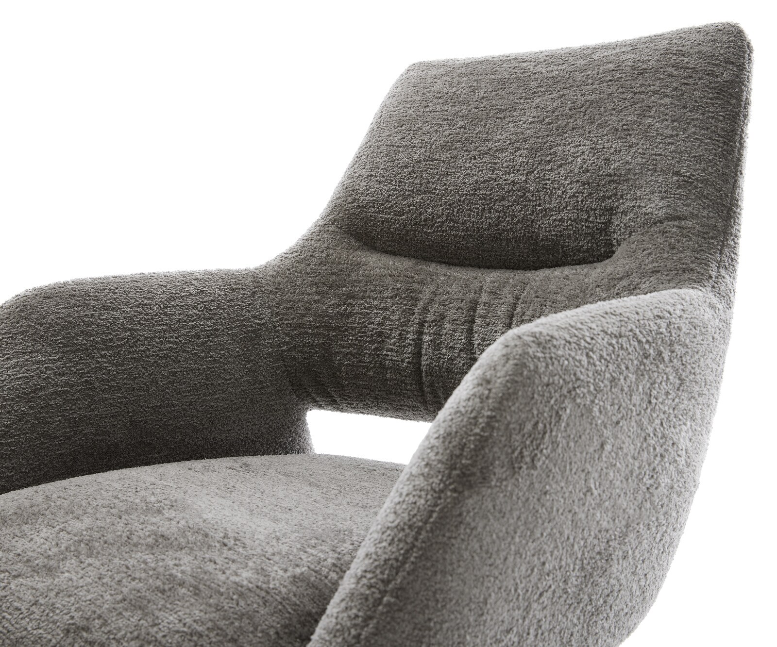 Въртящ се стол Yago-Flex с подлакътници Bouclé Soft Mud Кръстосана рамка широка Черно 360° въртене Люлееща се функция Ядро от джобни пружини 4