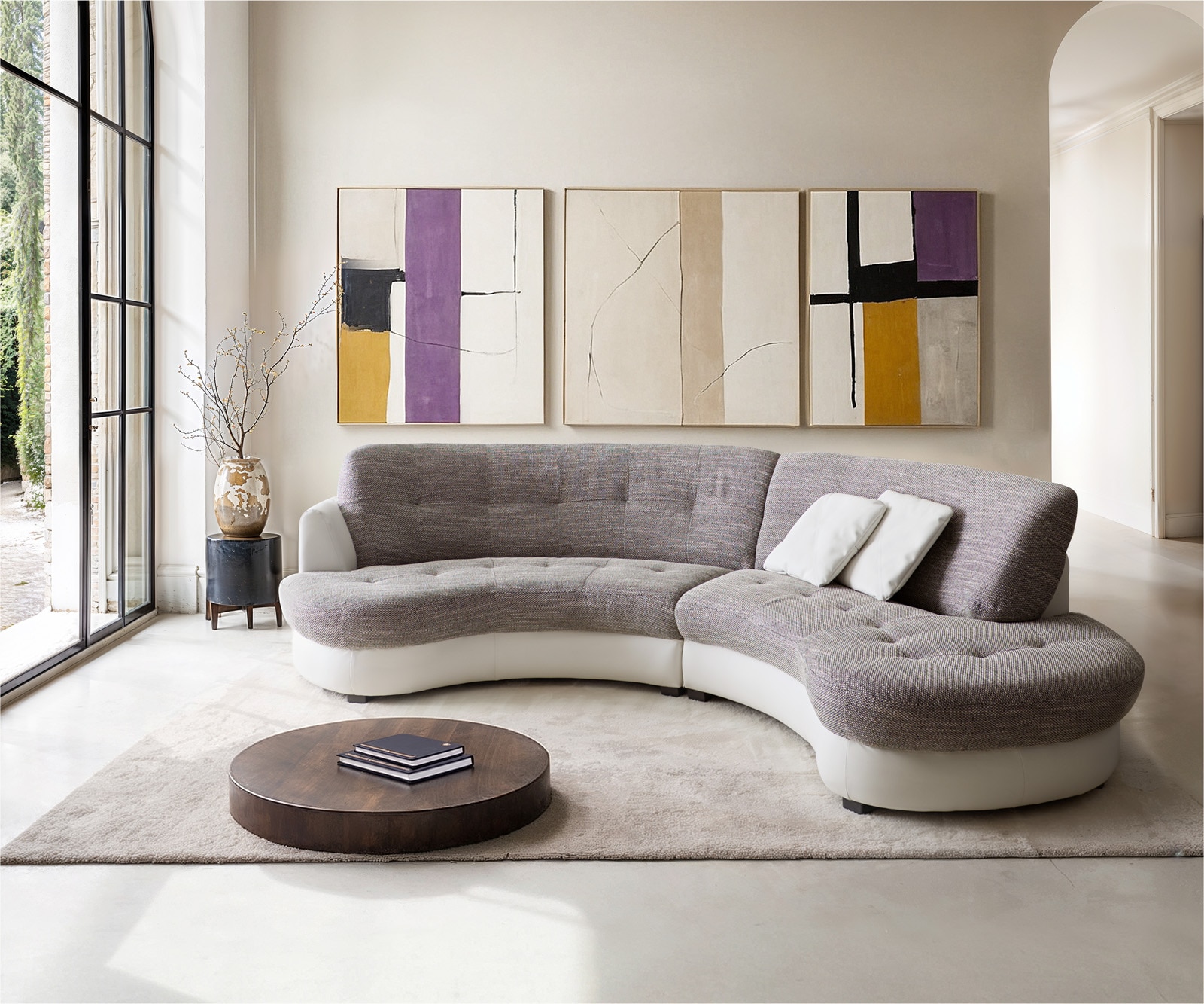 Диван Napoli 300x95cm бял, светло-сив с възглавници Диван Napoli 300x95cm бял, светло-сив с възглавници