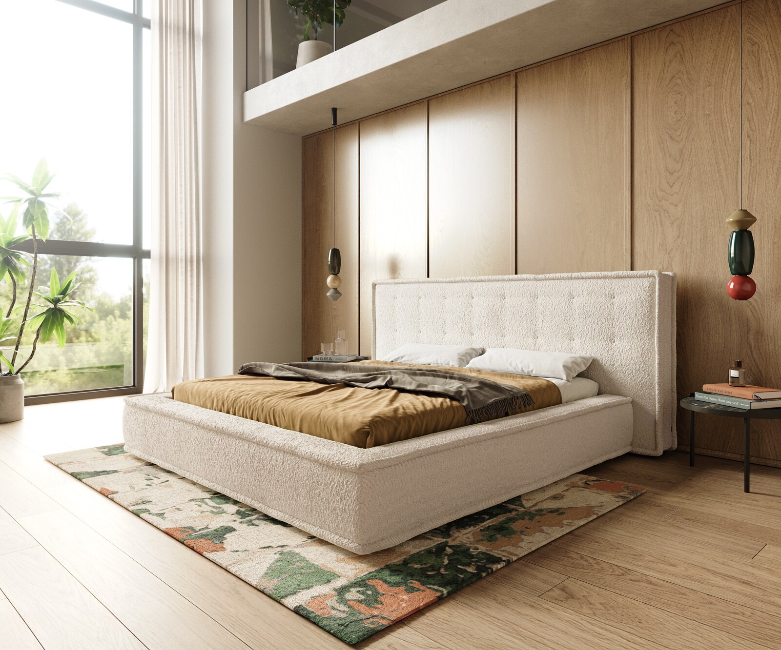 Тапицирана рамка за легло Filikos 180x200 cm Bouclé Cream 1