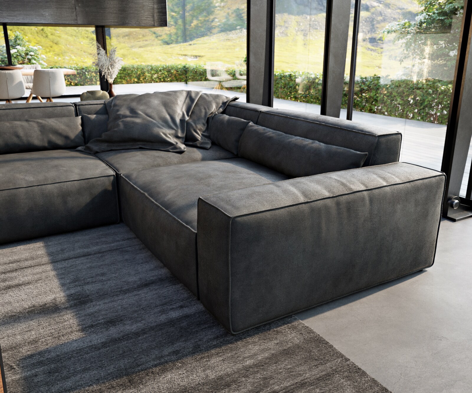  XL 360x260 cm Имитация на кожа Винтидж Антрацит Лежанка вариации Sirpio 4