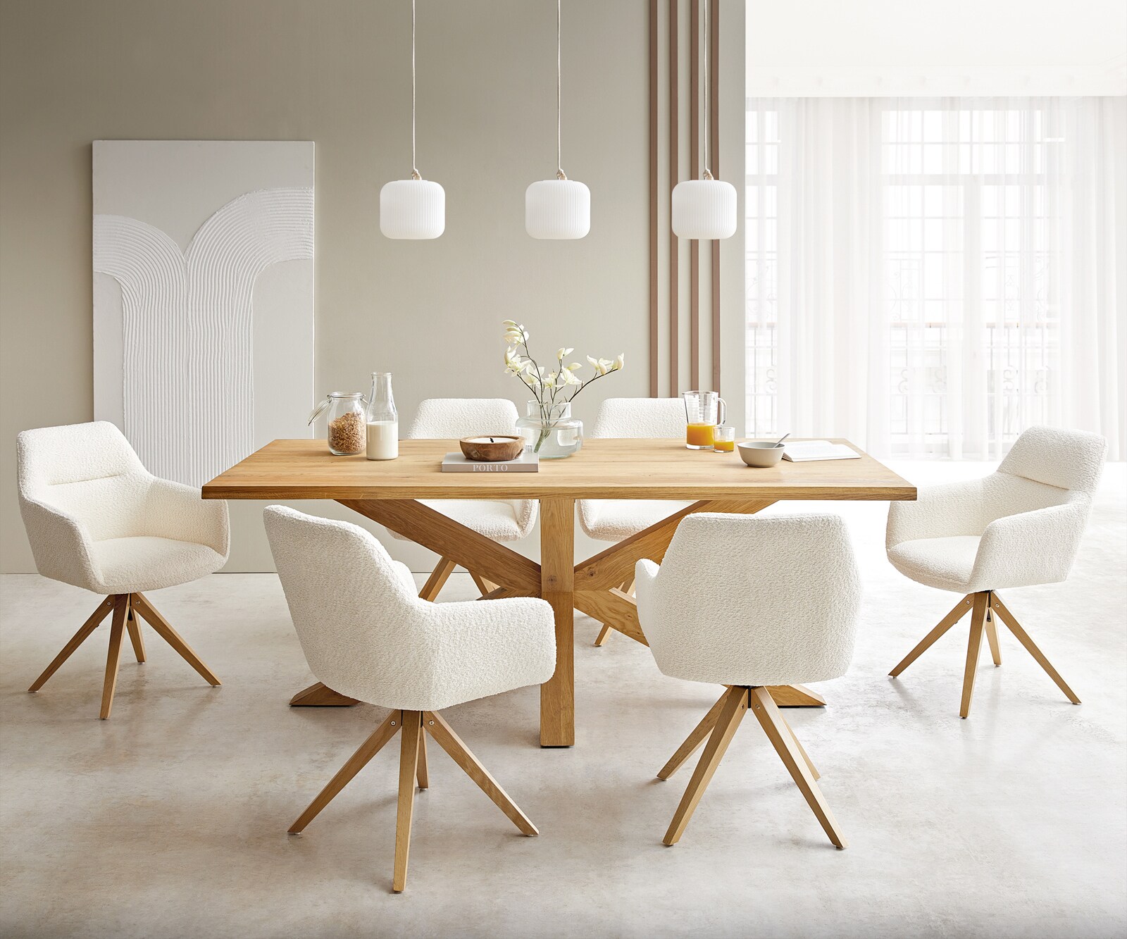 Врътящ се стол Букле Бял Дървена рамка  180° въртящ се Pejo-Flex 3 Врътящ се стол Букле Бял Дървена рамка  180° въртящ се Pejo-Flex 3