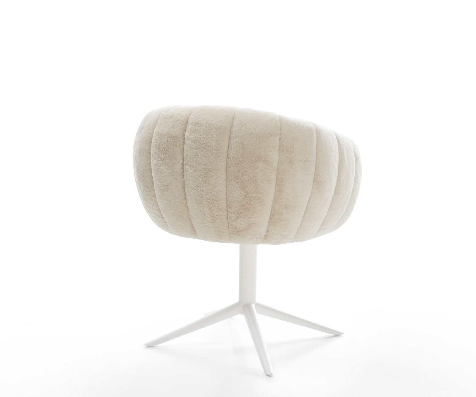 Въртящ се стол Jada-Flex плюш кремаво-бяло База бяла Завъртане на 360° Люлееща се функция Ядро от джобни пружини 4