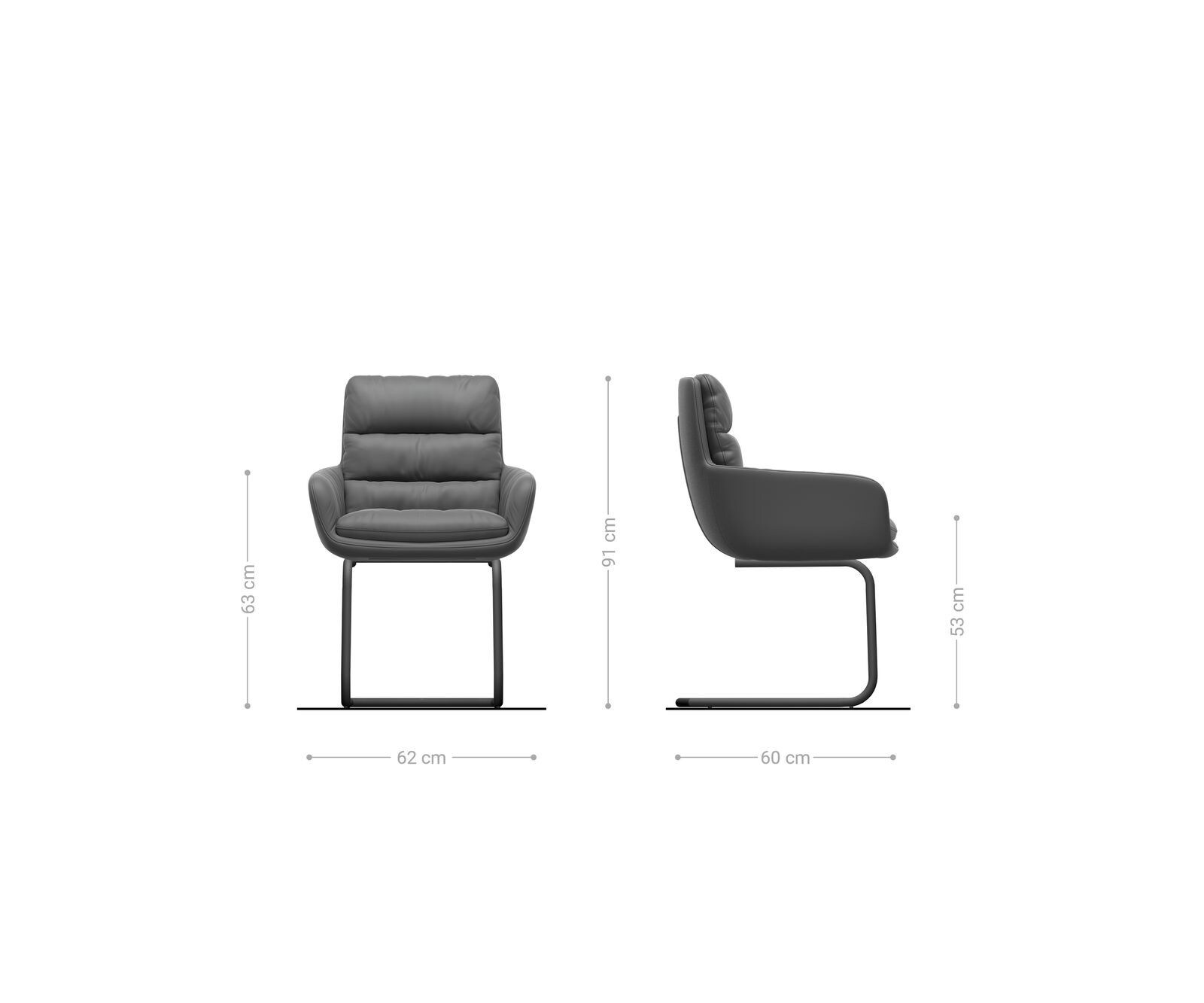 Люлеещ стол с подлакътници Кадифе Сив Конзолен крак кръгъл Черен Abelia-Flex 5