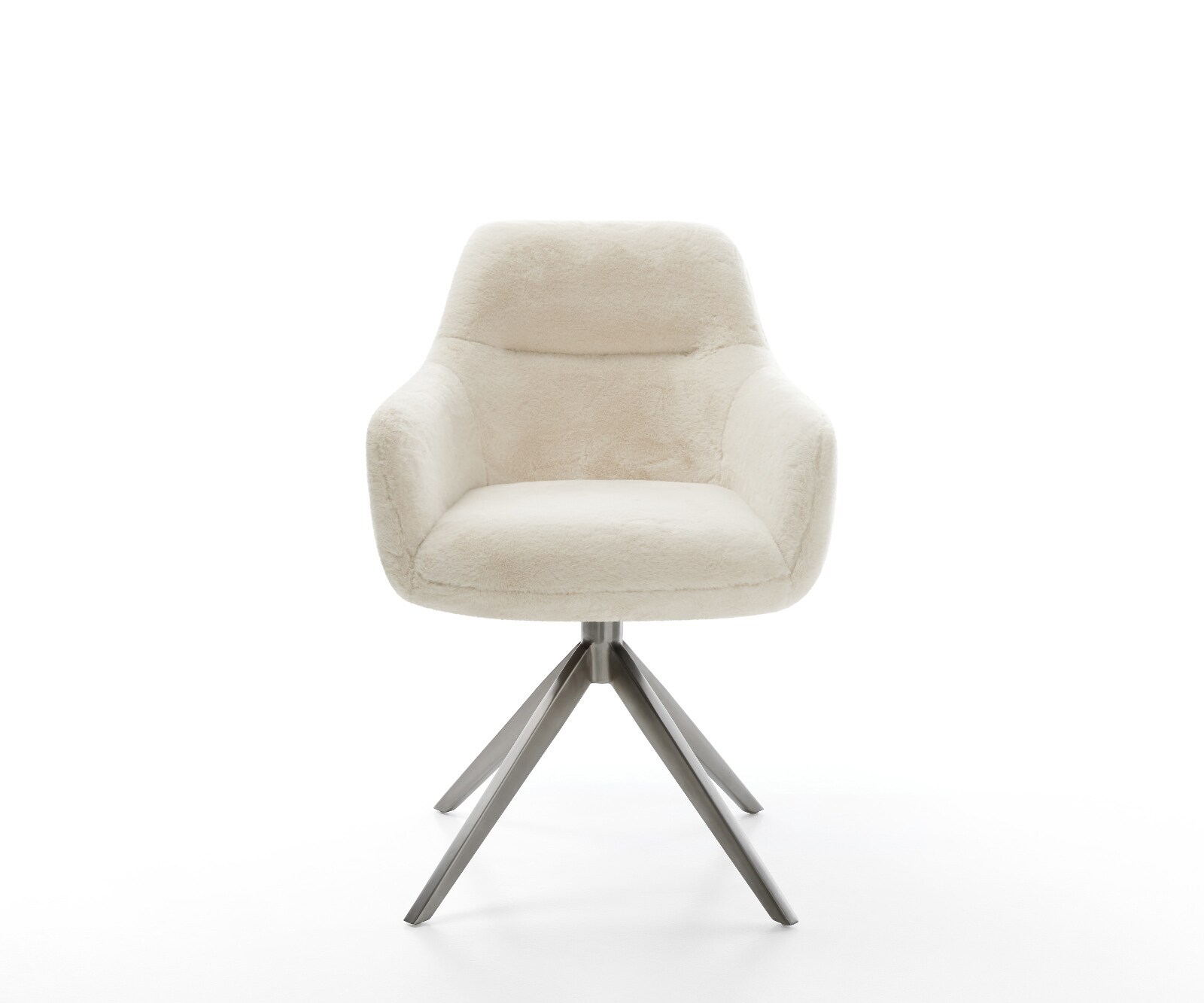 Въртящ се стол Pejo-Flex плюш кремаво-бяло Кръстосана рамка широк графит Завъртане на 360° Люлееща се функция Ядро от джобни пружини 1