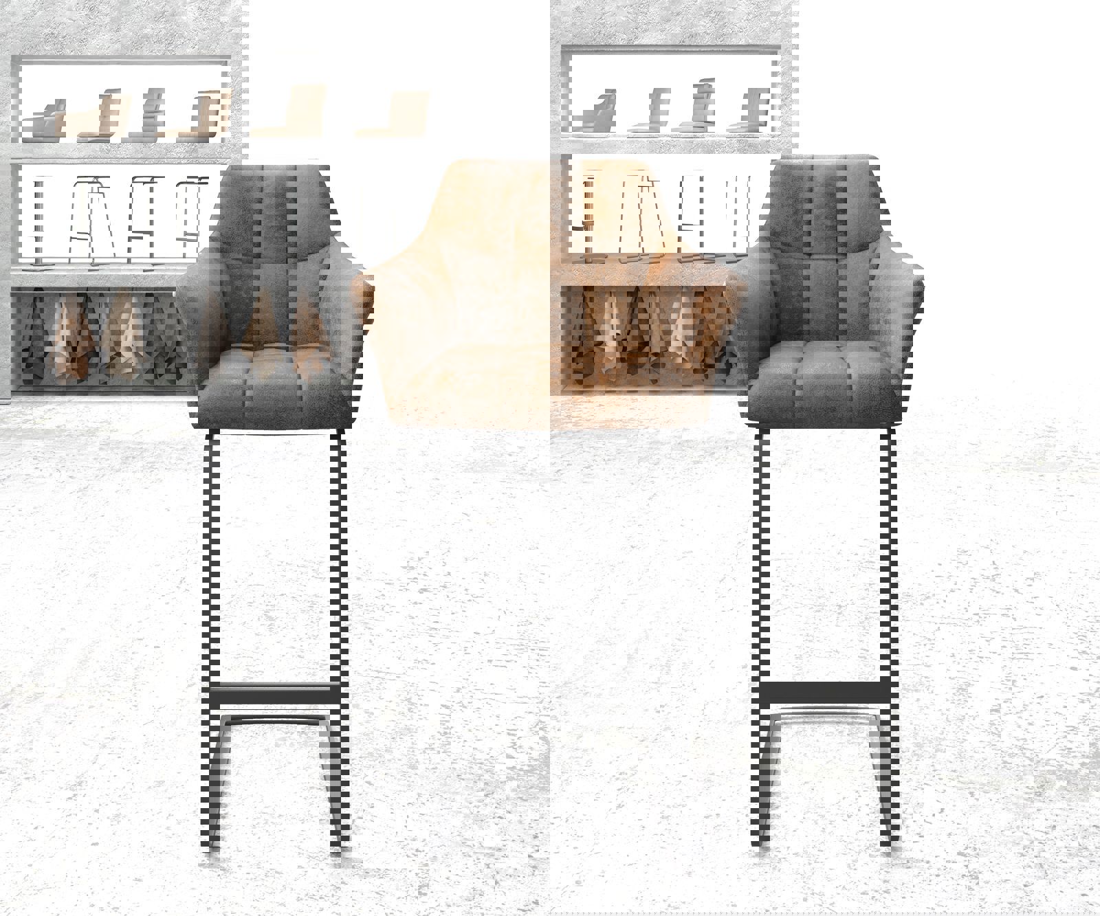 Бар стол Винтидж Кафяв Конзолен крак плосък Метал Yulo-Flex 1 Бар стол Винтидж Кафяв Конзолен крак плосък Метал Yulo-Flex 1