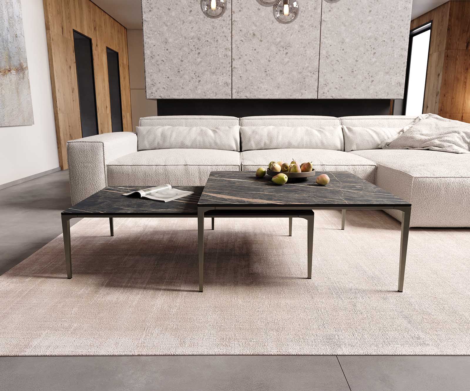 Холна маса 110x60 cm Керамика Laminam®Noir Desir Кафяв Основа Метал Ефектен финиш Titan Levente 6