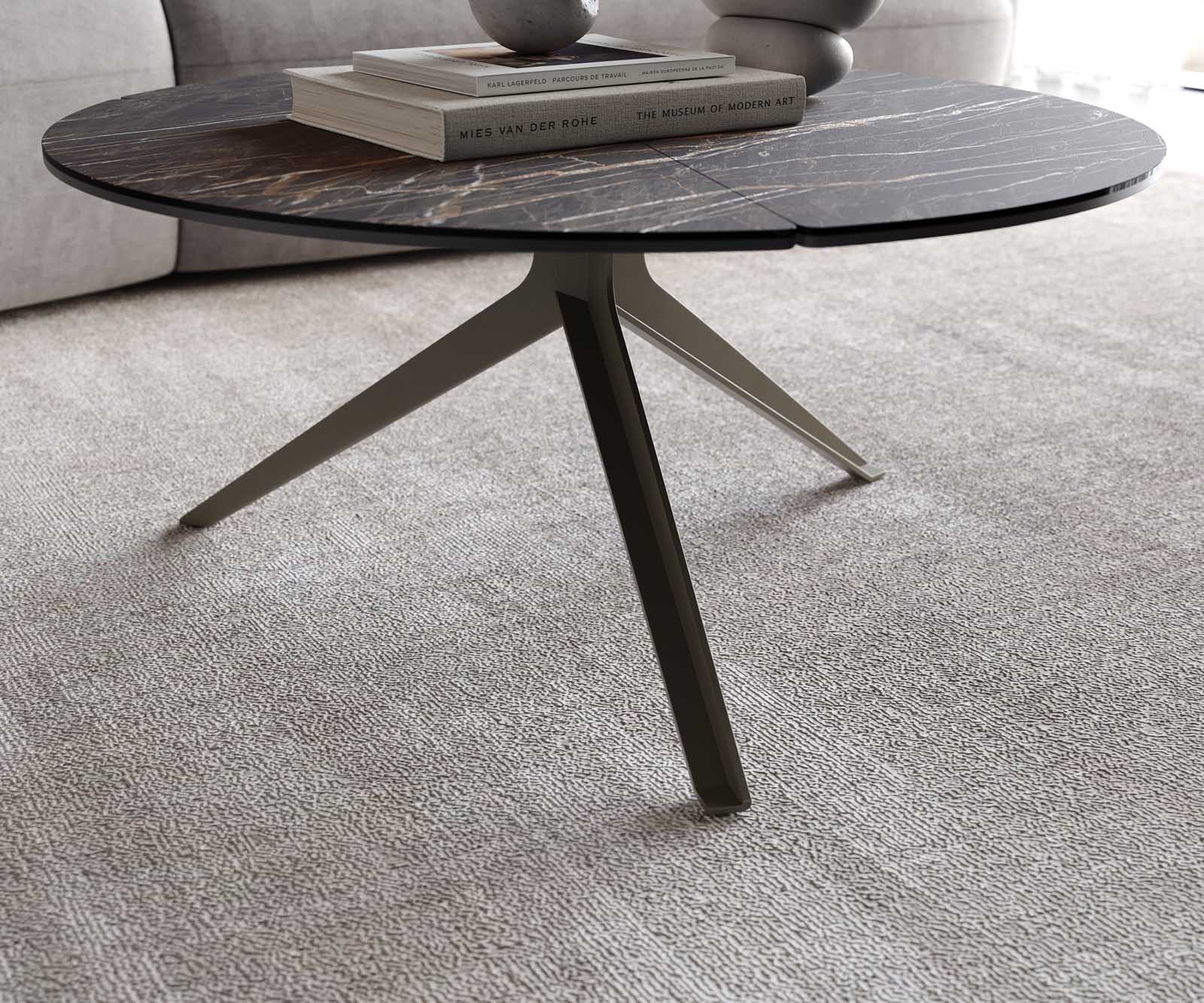 Холна маса 70x70 cm Керамика Laminam®Noir Desir Кафяв Кръстосана основа Метал Ефектен финиш Titan Delron 6