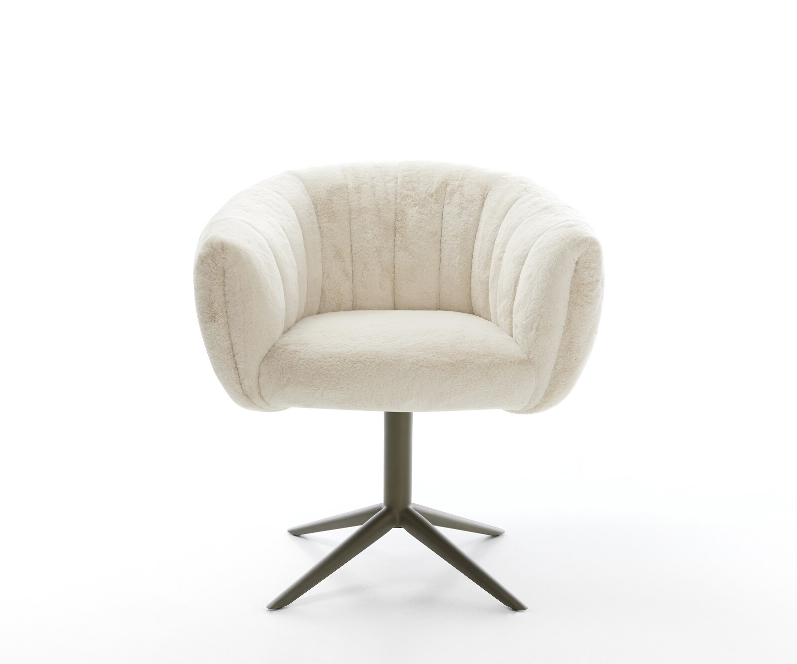 Въртящ се стол Jada-Flex плюшена кремаво-бяла основа ефектно покритие титан 360° въртяща се люлееща се функция сърцевина от джобни пружини 1