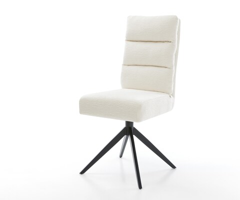 Въртящ се стол Pela-Flex Bouclé Soft Beige Кръстосана рамка широка Черно 360° въртене Люлееща се функция Ядро от джобни пружини