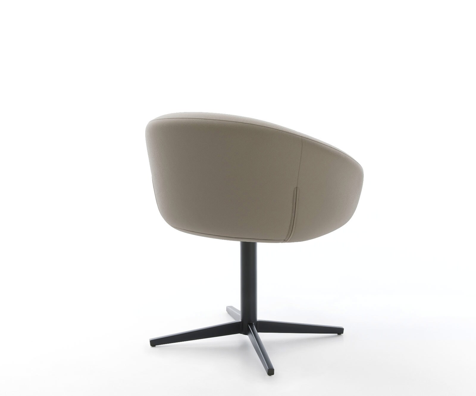 Врътящ се стол с подлакътници Естествена кожа Сиво-Кафяв Офис основа Черен 360° въртящ се Покет пружина Vinka-Flex 5