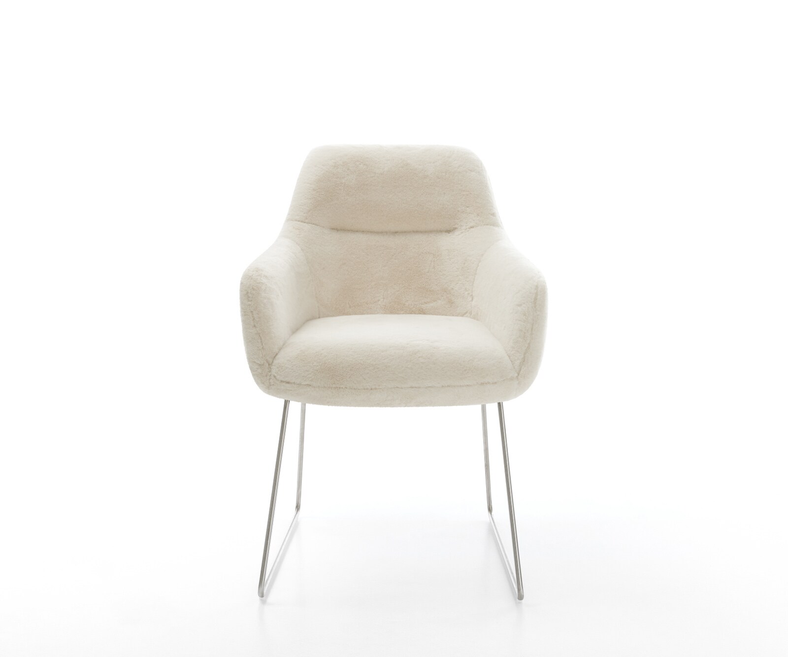 Стол за хранене Pejo-Flex плюшена кремаво-бяла основа от неръждаема стомана с джобни пружини 2