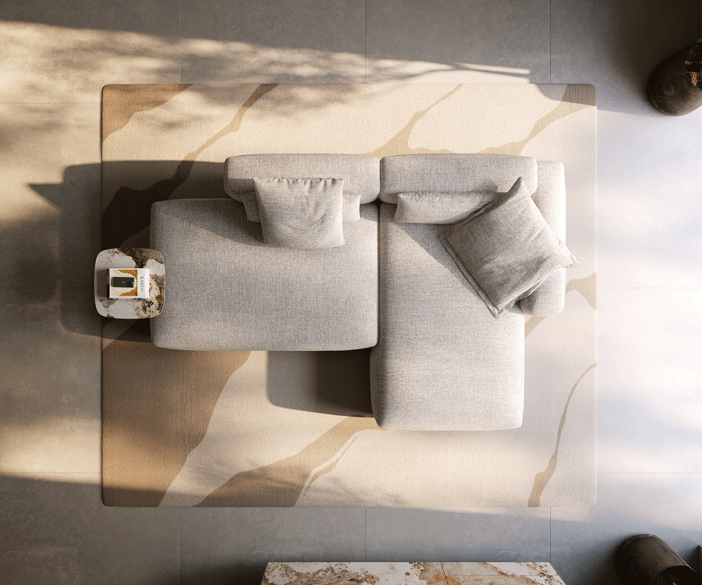 Ъглов диван Freestyle 310x200 cm тъкан мека бежова прошивка 5