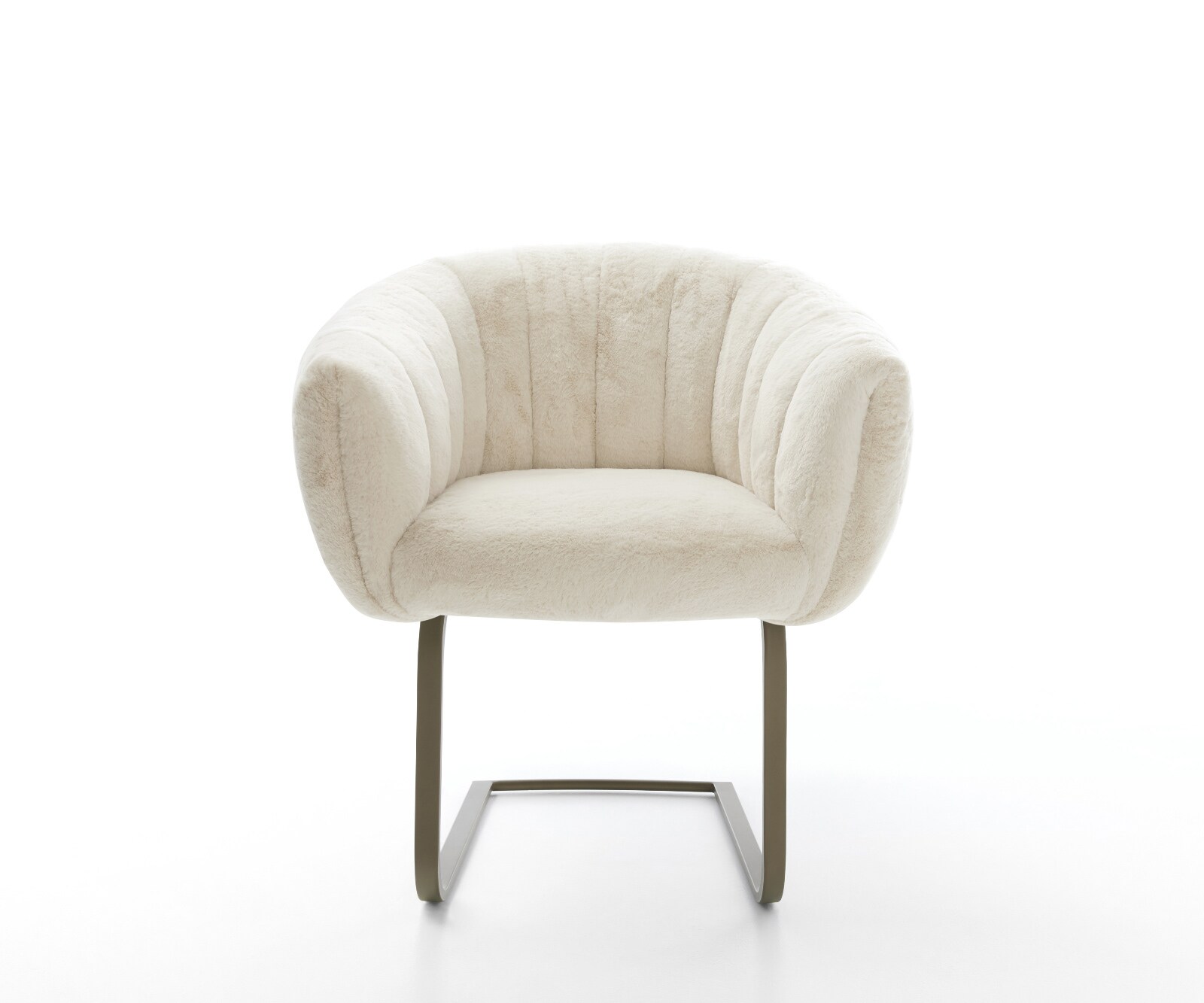 Конзолен стол Jada-Flex плюшен кремаво-бял Стол с конзола с плосък ефект покритие титаниева сърцевина с джобни пружини 1