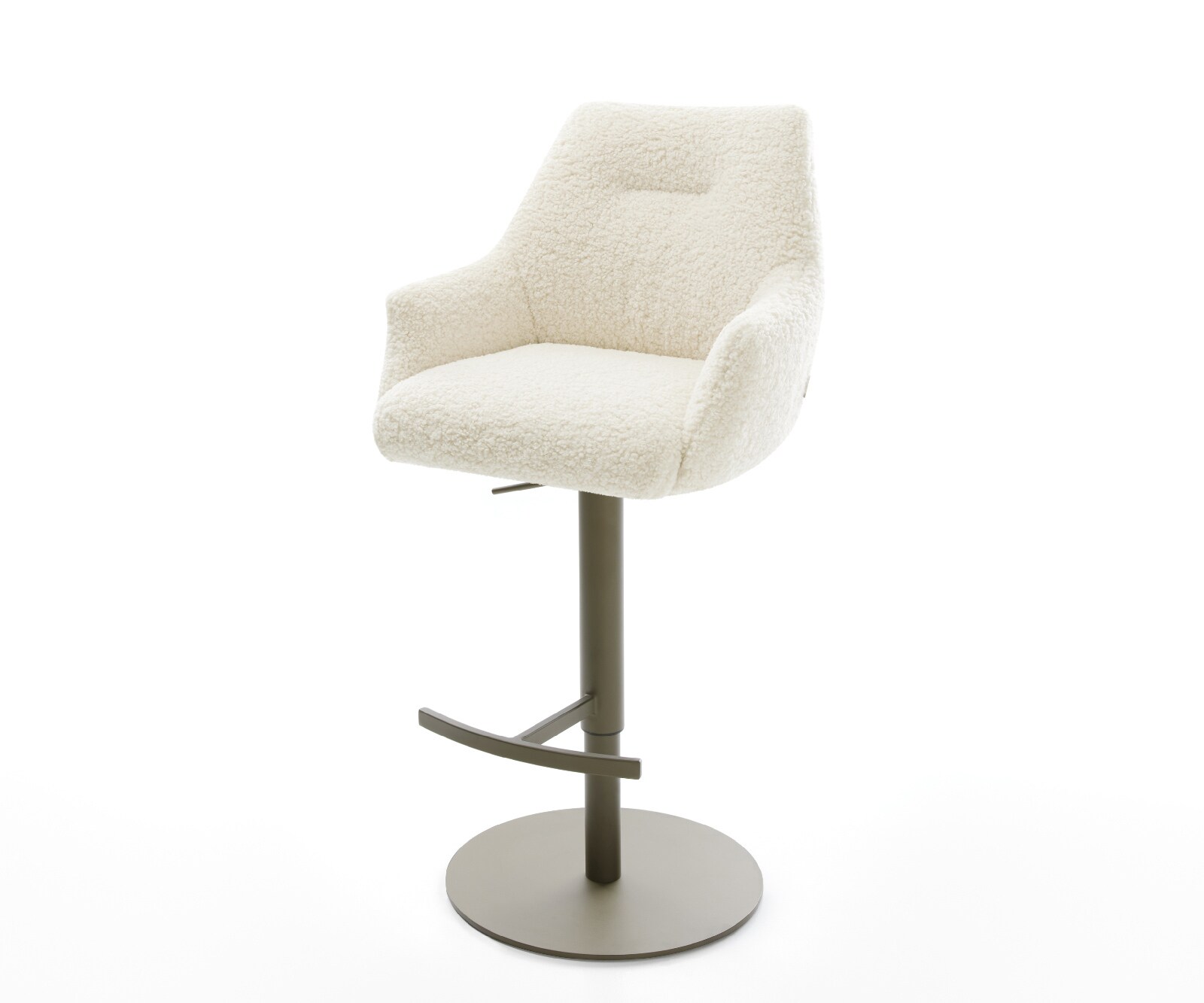 Бар стол Alja-Flex teddy плат бежов, въртяща се основа регулируема по височина метална, сърцевина от джобни пружини с титанов цвят 1