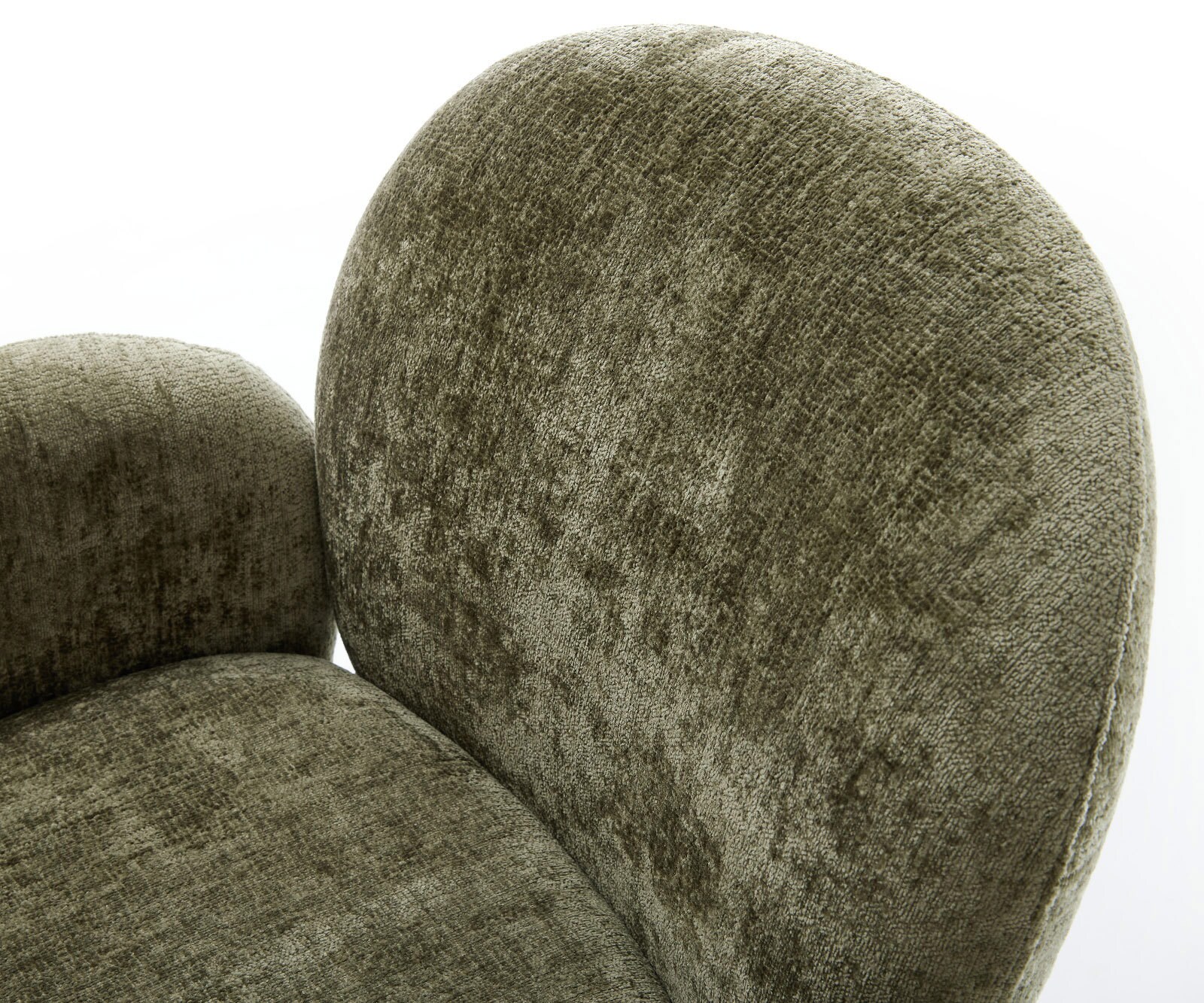 Трапезен стол с подлакътници Шенил Маслина Извити крака Неръждаема стомана Покет пружина Nube-Flex 4